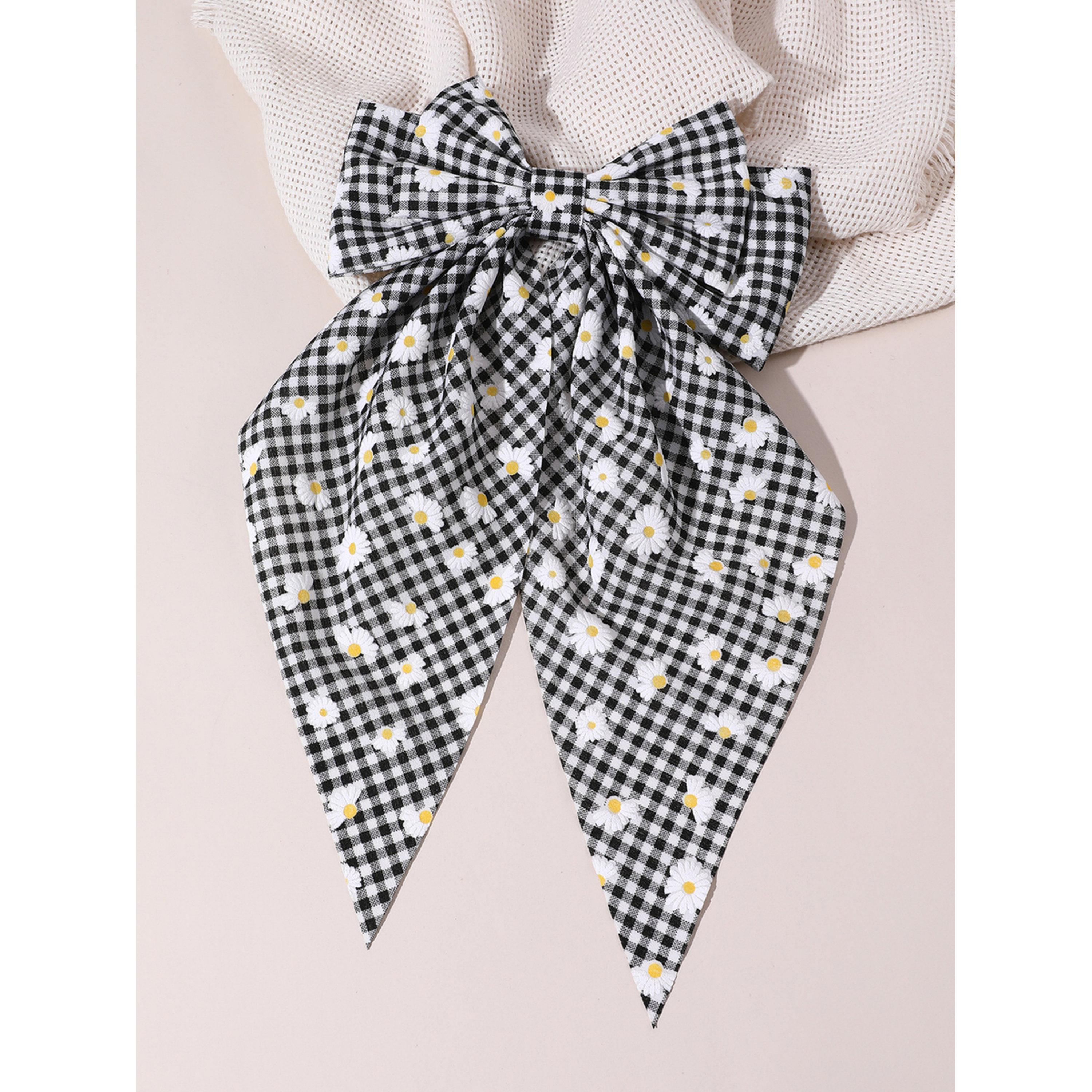 Take Two Black Daisy Gingham Bow Hair Clip-women-hairaccessories-clips-image-4