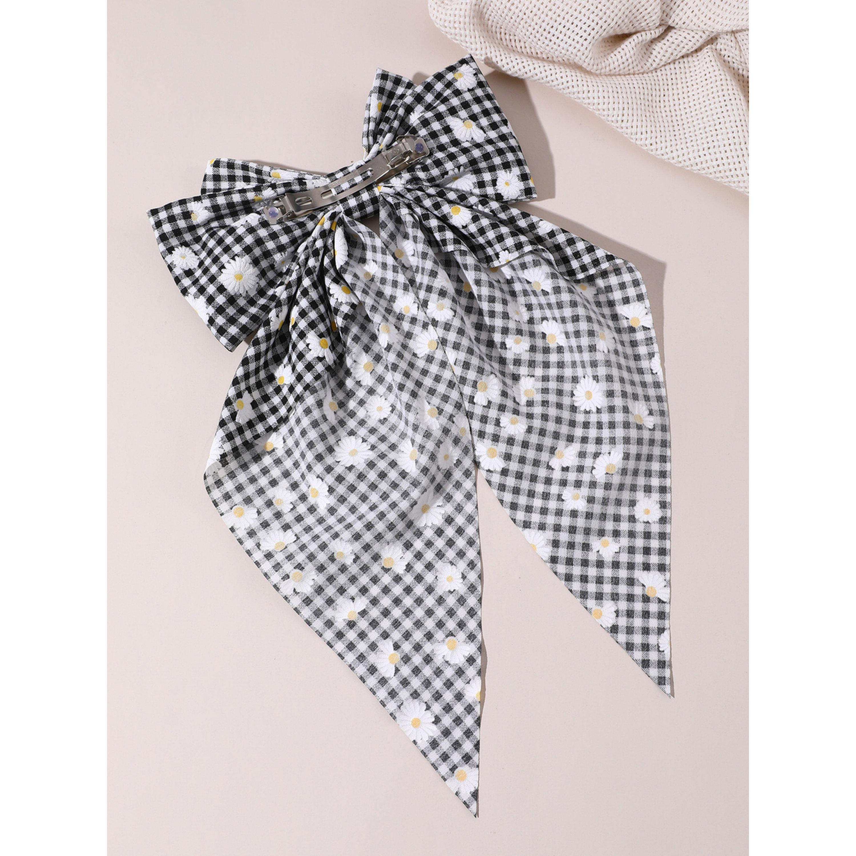 Take Two Black Daisy Gingham Bow Hair Clip-women-hairaccessories-clips-image-5