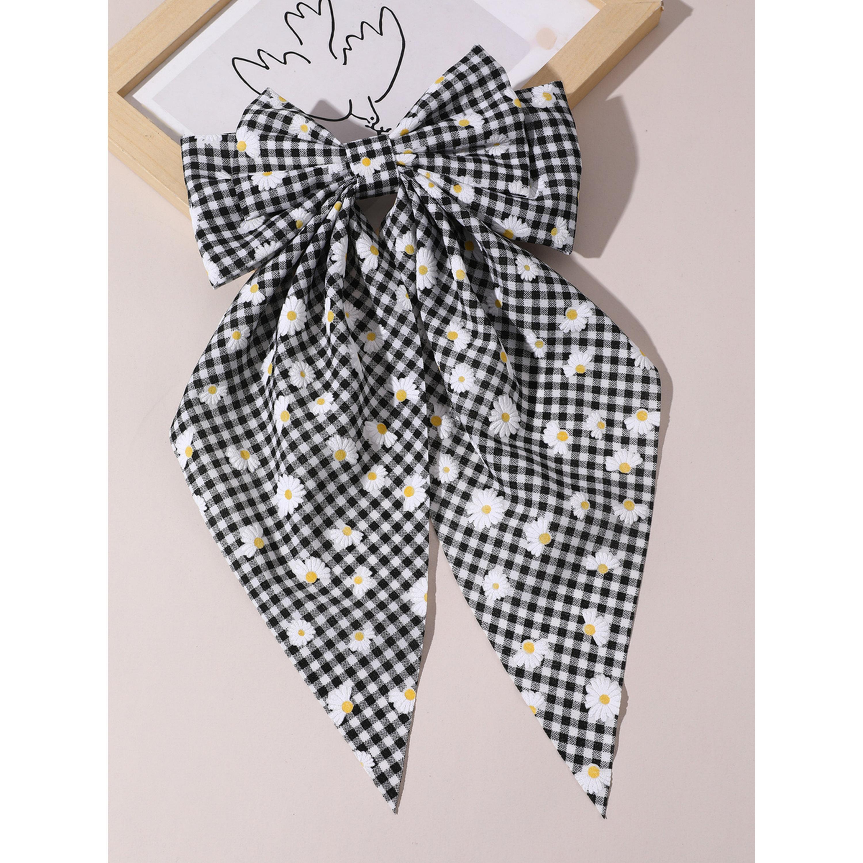 Take Two Black Daisy Gingham Bow Hair Clip-women-hairaccessories-clips-image-6