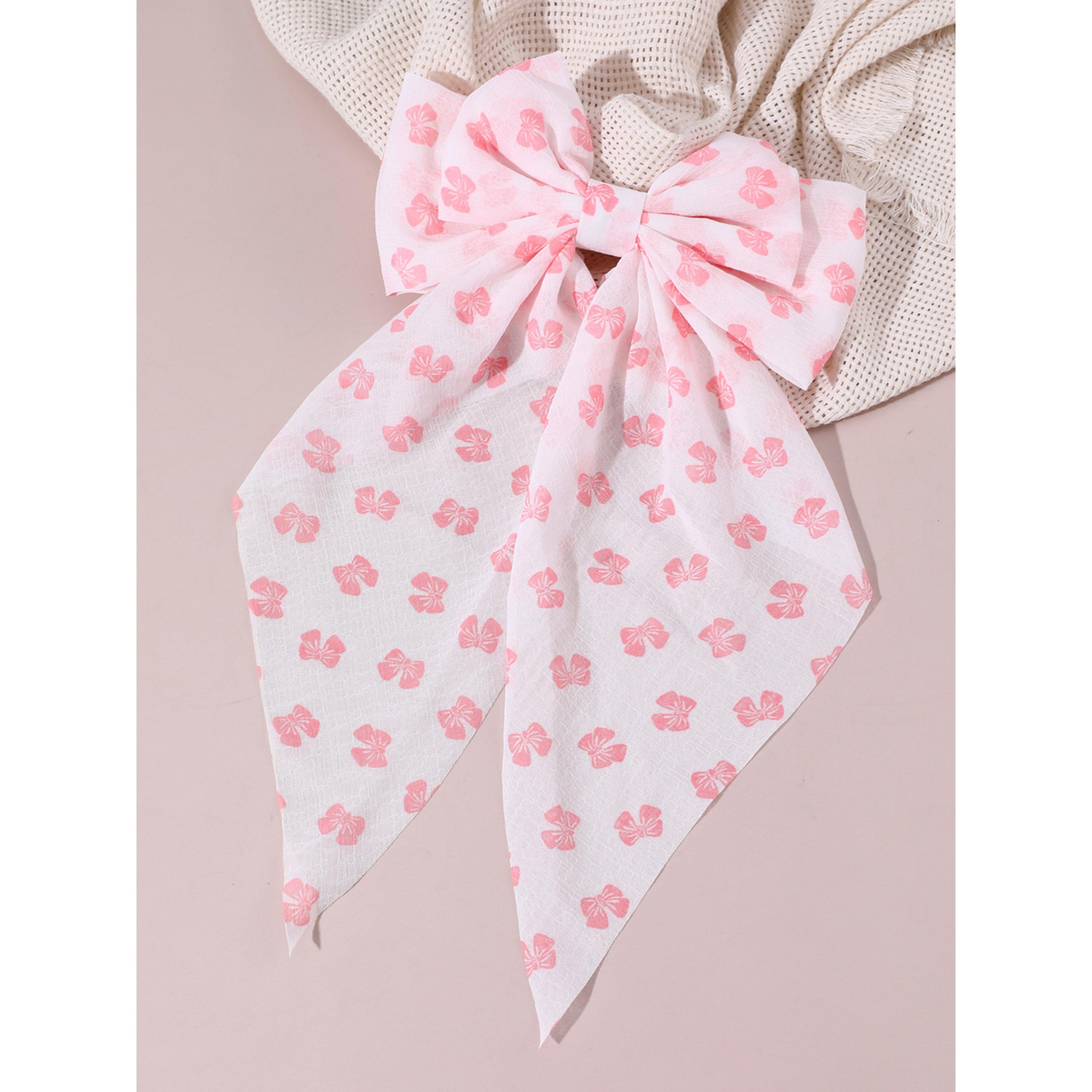 Take Two Pink Printed Bow Hair Clip-women-hairaccessories-clips-image-4