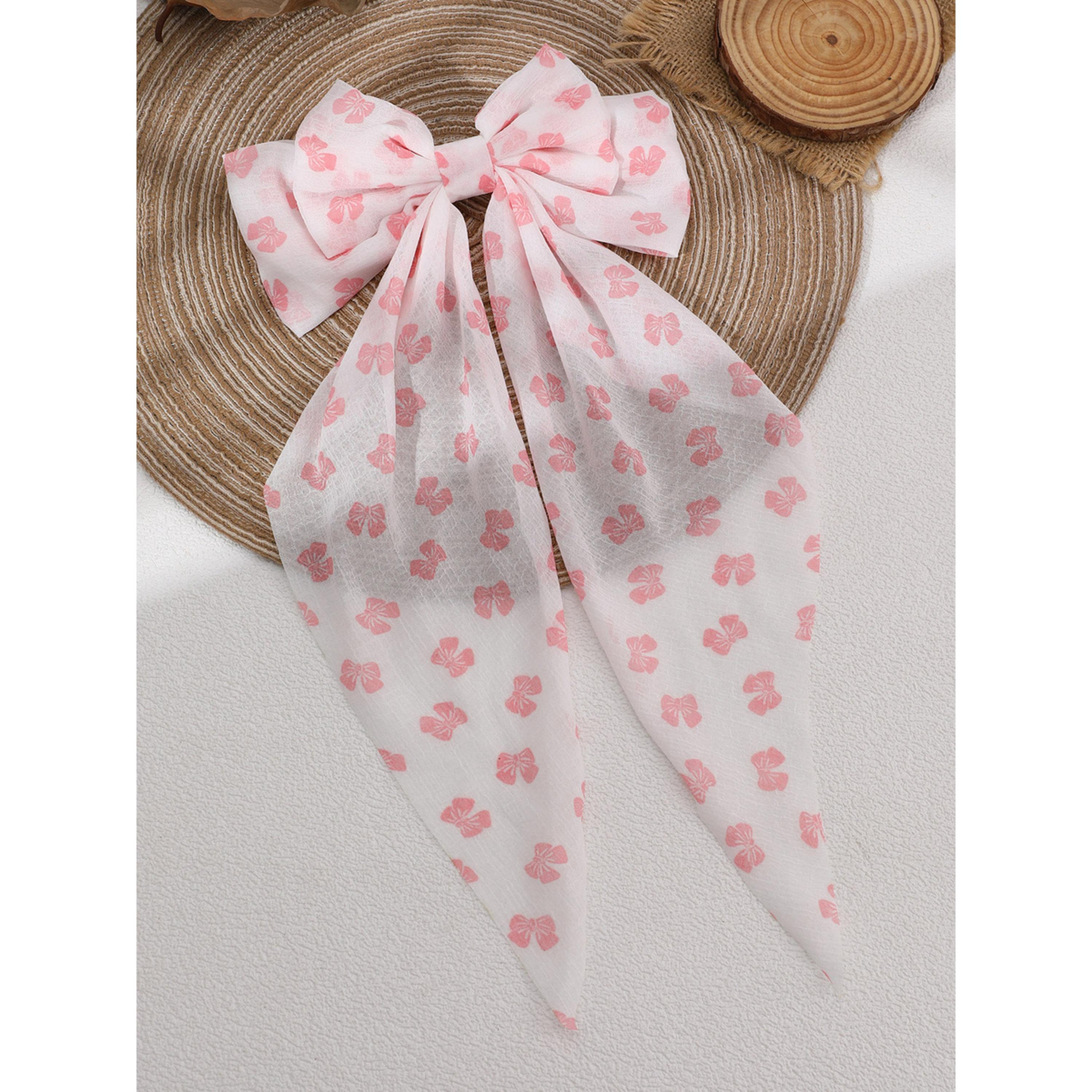Take Two Pink Printed Bow Hair Clip-women-hairaccessories-clips-image-6