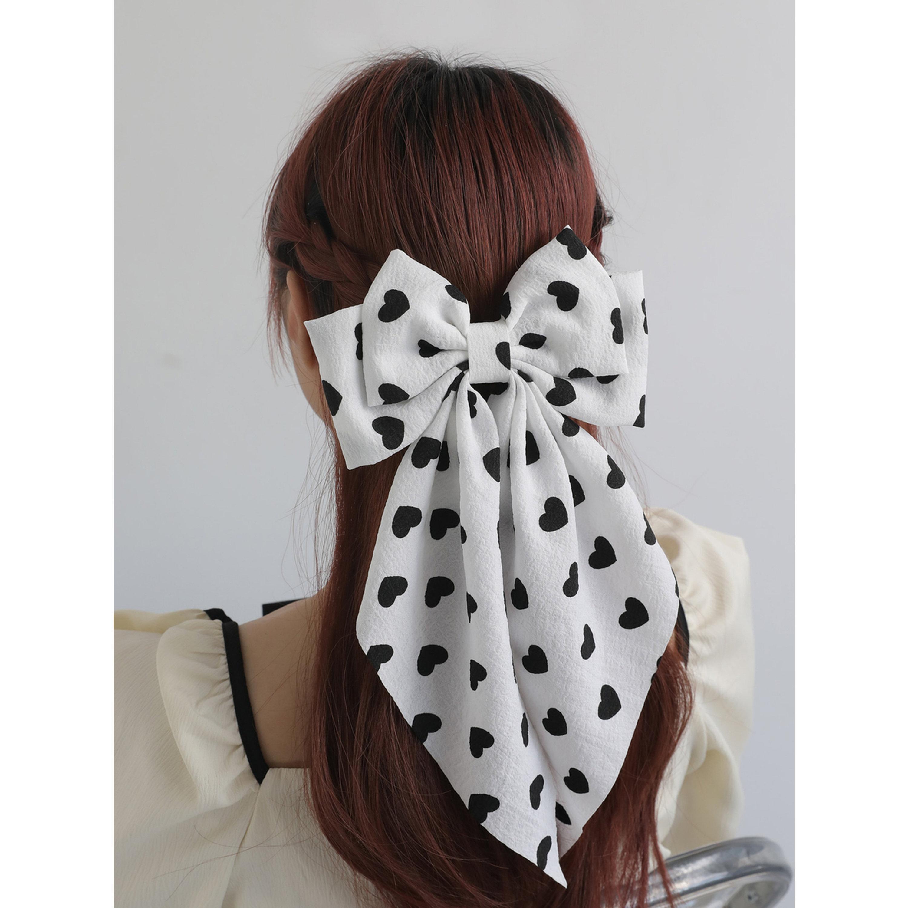 Take Two Heart Print Bow Hair Clip-women-hairaccessories-clips-image-2