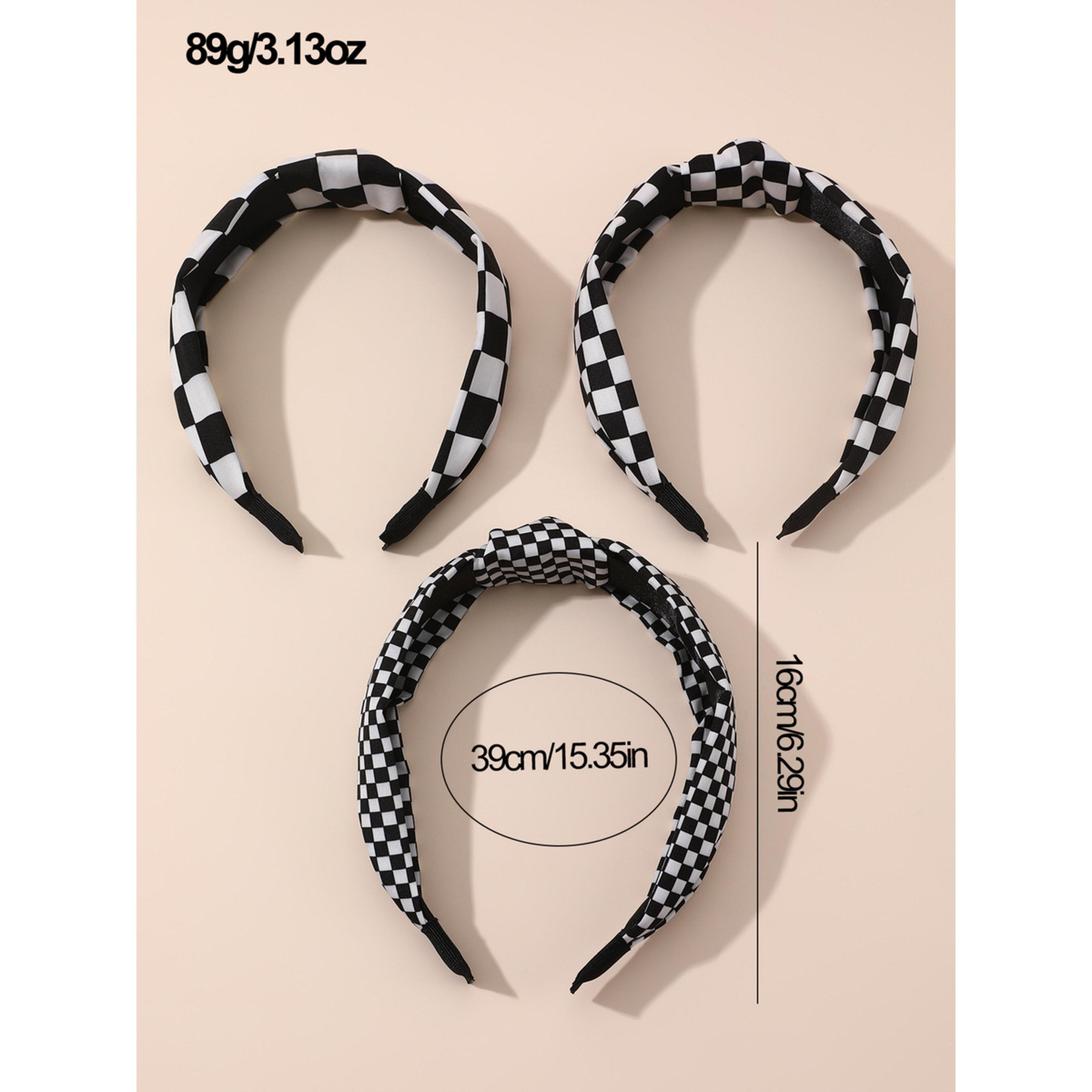 طقم ربطات رأس بنقشة رقعة الشطرنج - 3 قطع-women-hairaccessories-bands-image-6