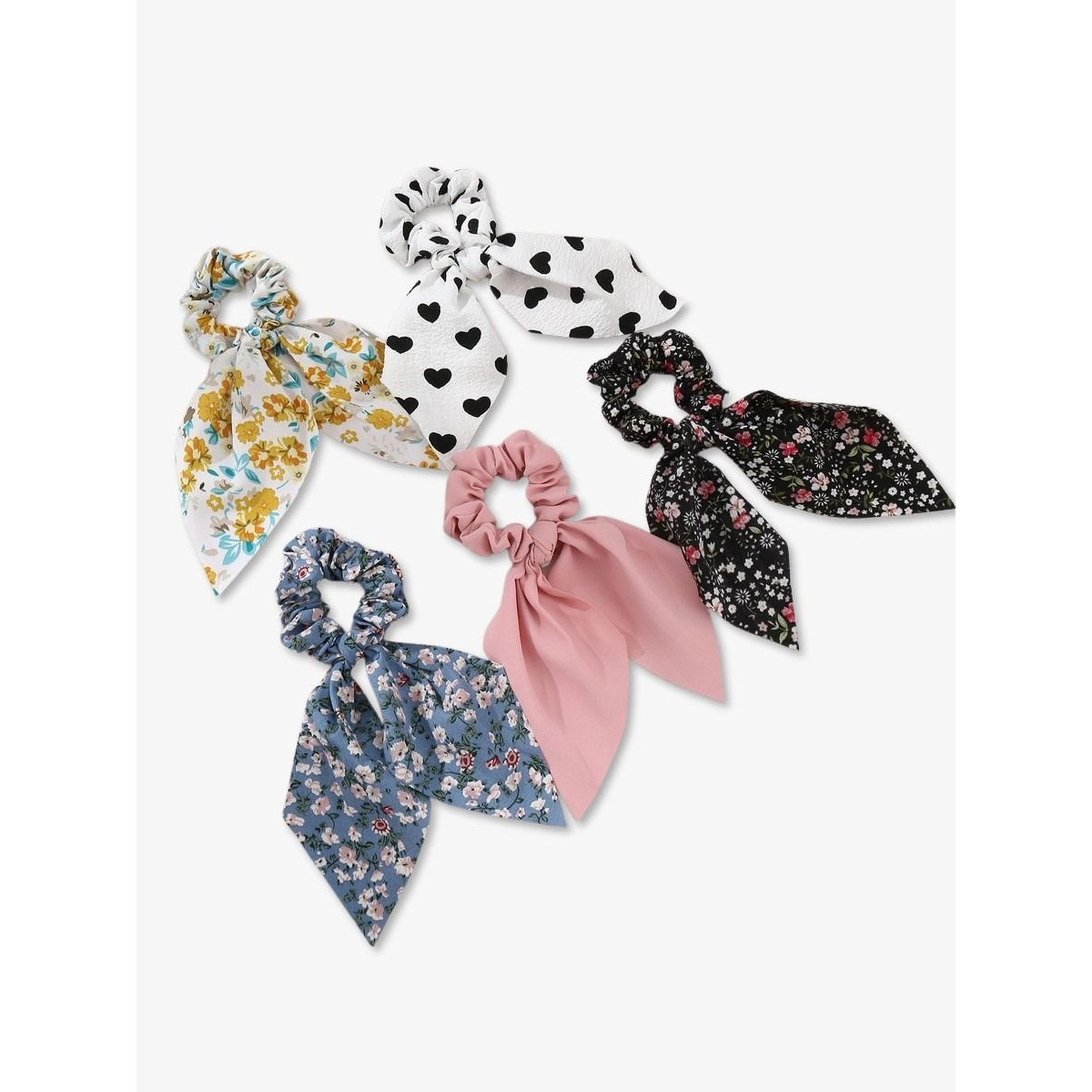 Take Two Pack of 5 - Printed Hair Scrunchies-women-hairaccessories-scrunchies-image-1