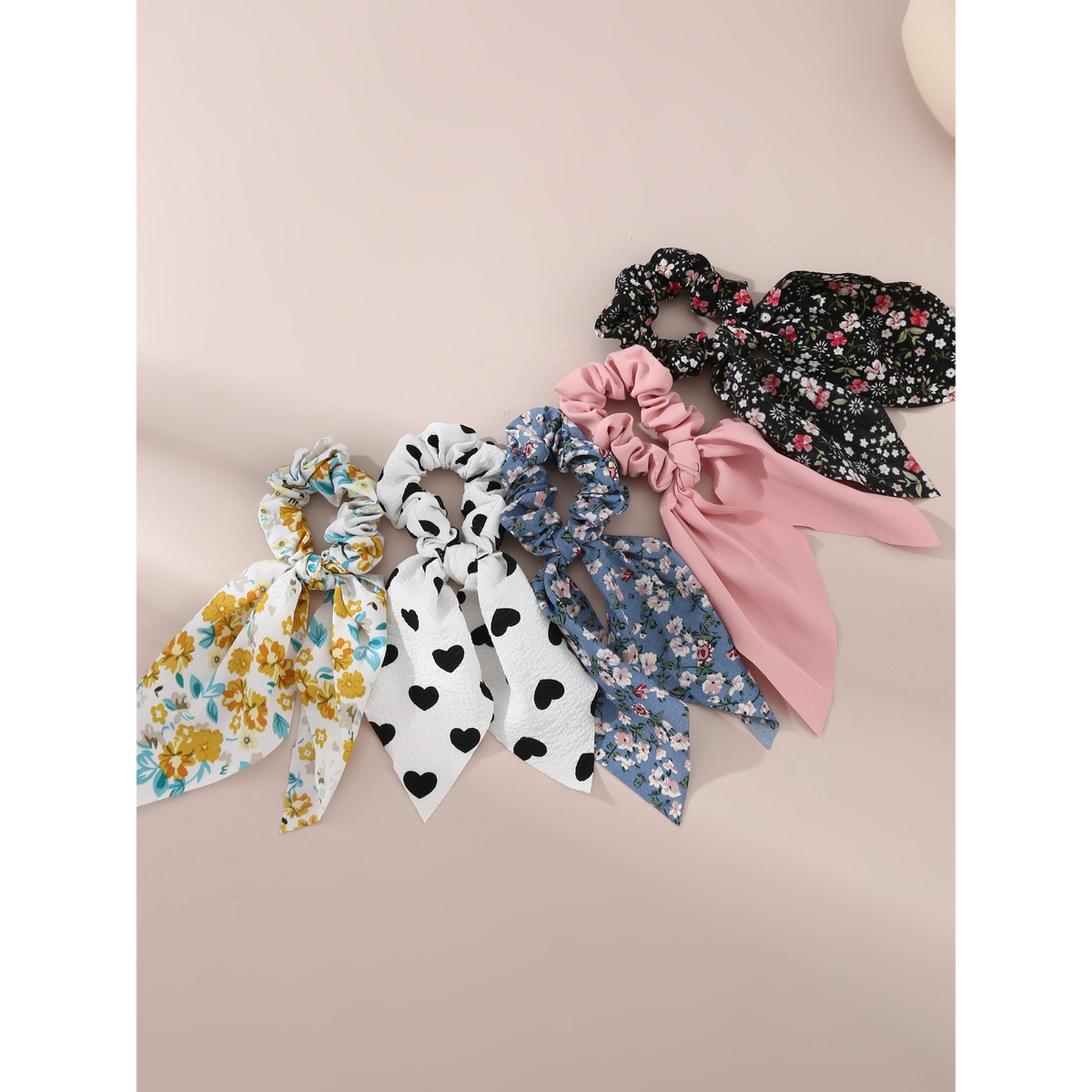 Take Two Pack of 5 - Printed Hair Scrunchies-women-hairaccessories-scrunchies-image-2
