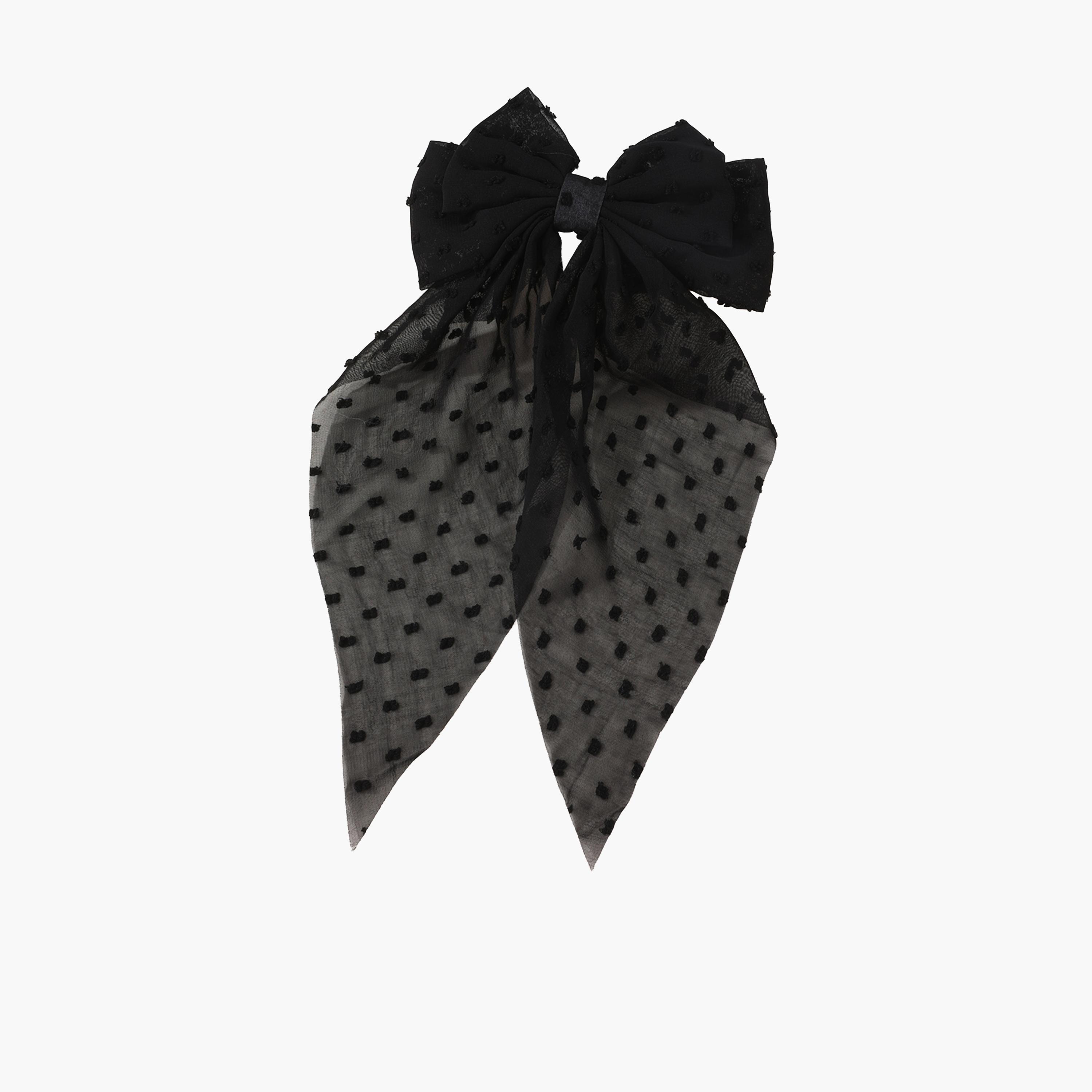 Take Two Black Textured Bow Hair Clip-women-hairaccessories-clips-image-1