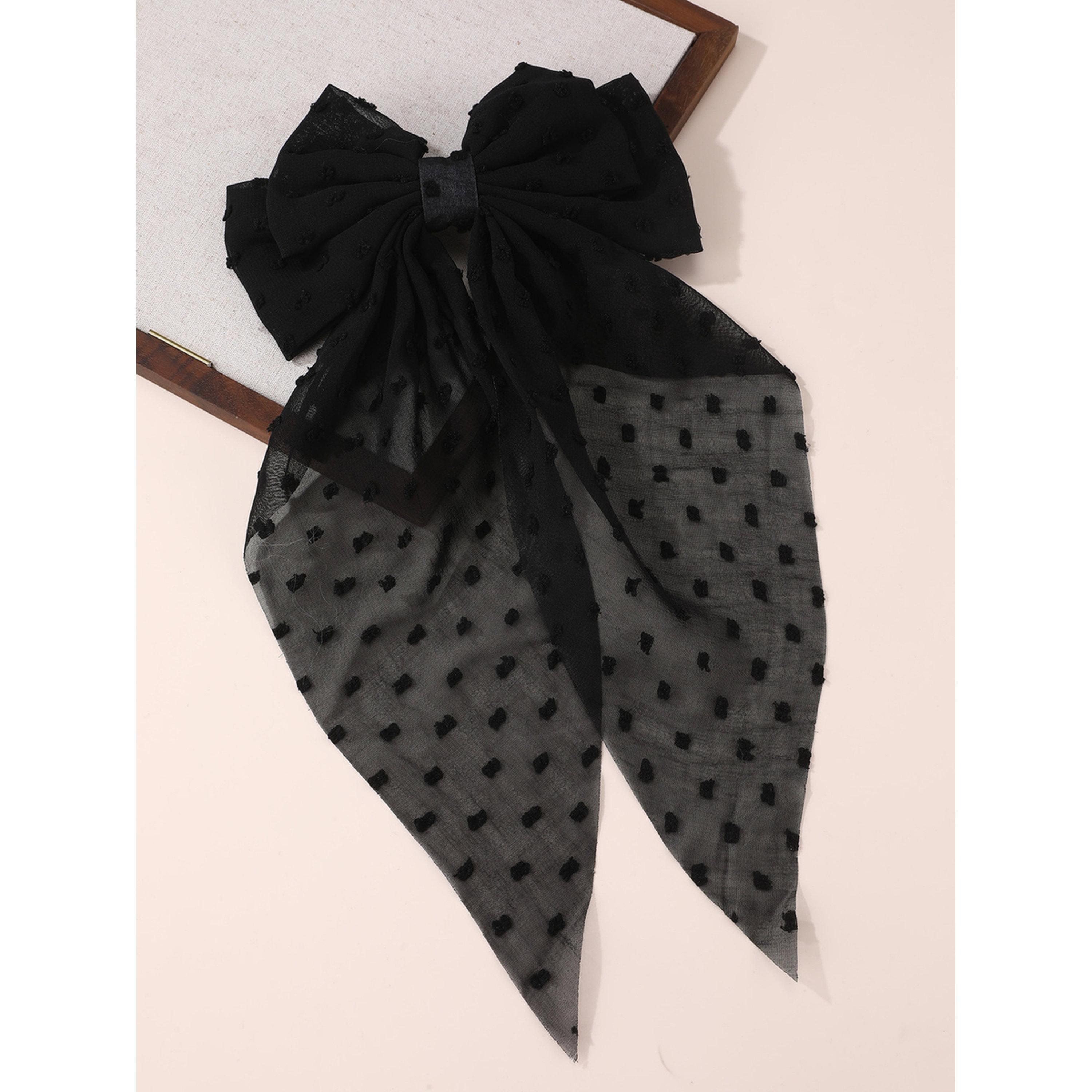 Take Two Black Textured Bow Hair Clip-women-hairaccessories-clips-image-2