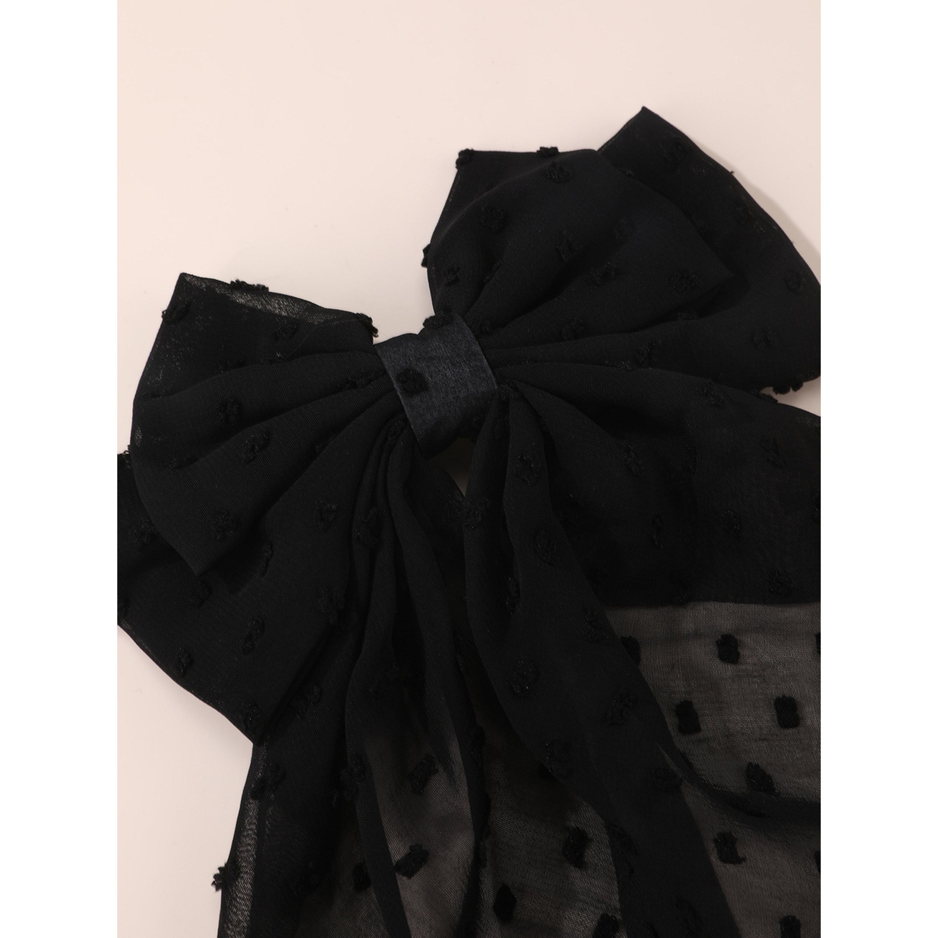Take Two Black Textured Bow Hair Clip-women-hairaccessories-clips-image-3