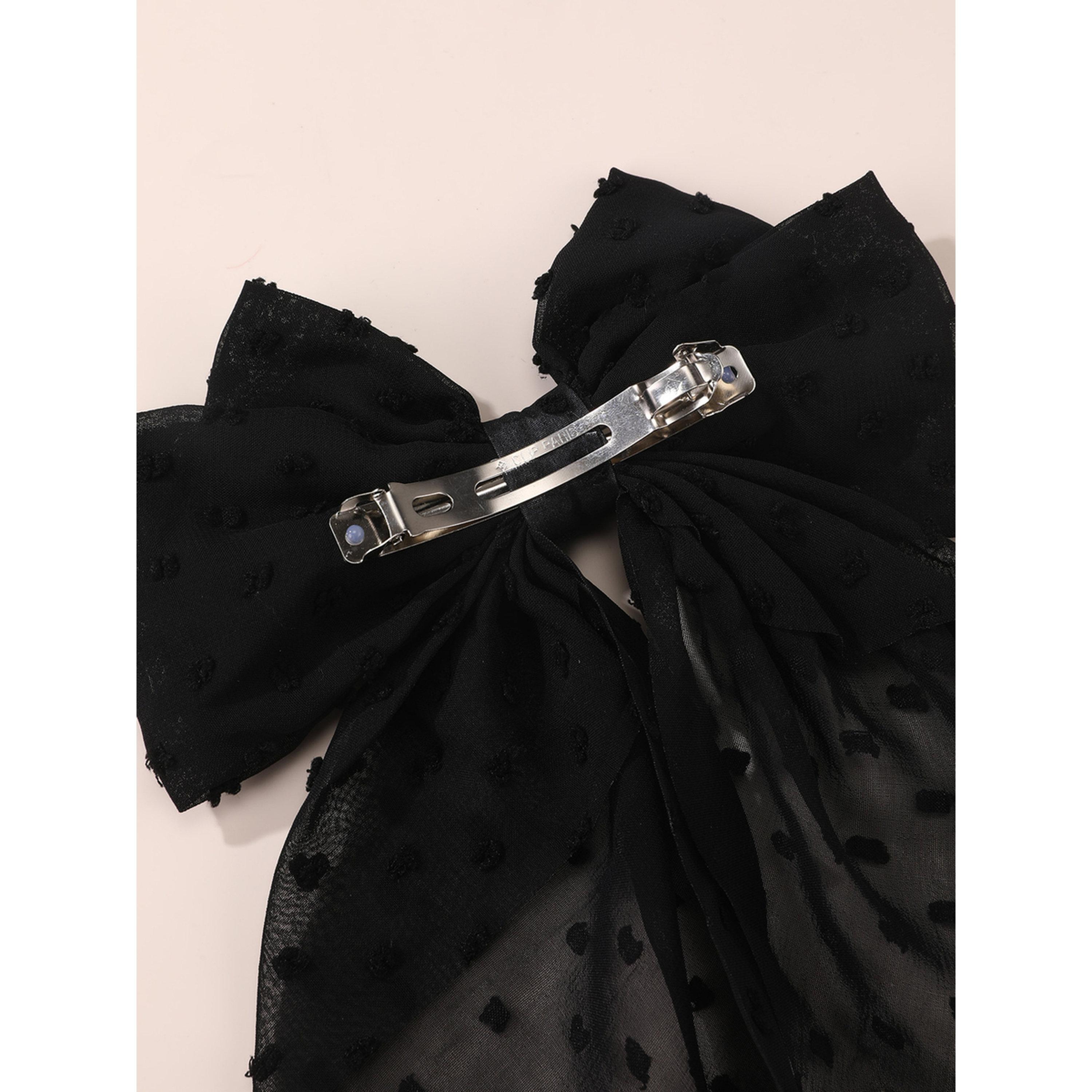 مشبك شعر بفيونكة سوداء بارزة الملمس-women-hairaccessories-clips-image-4