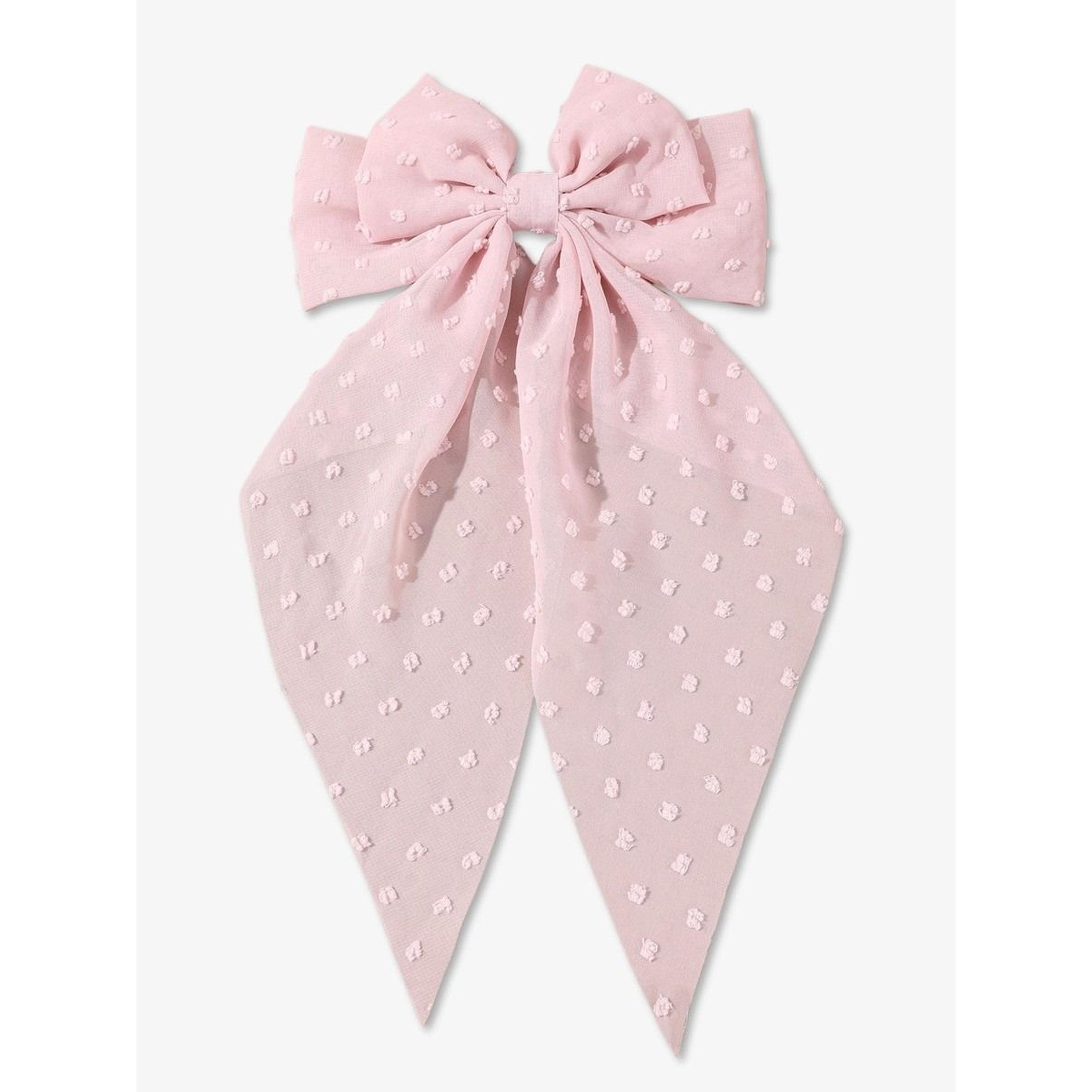 مشبك شعر بفيونكة وردية بارزة الملمس-women-hairaccessories-clips-image-1