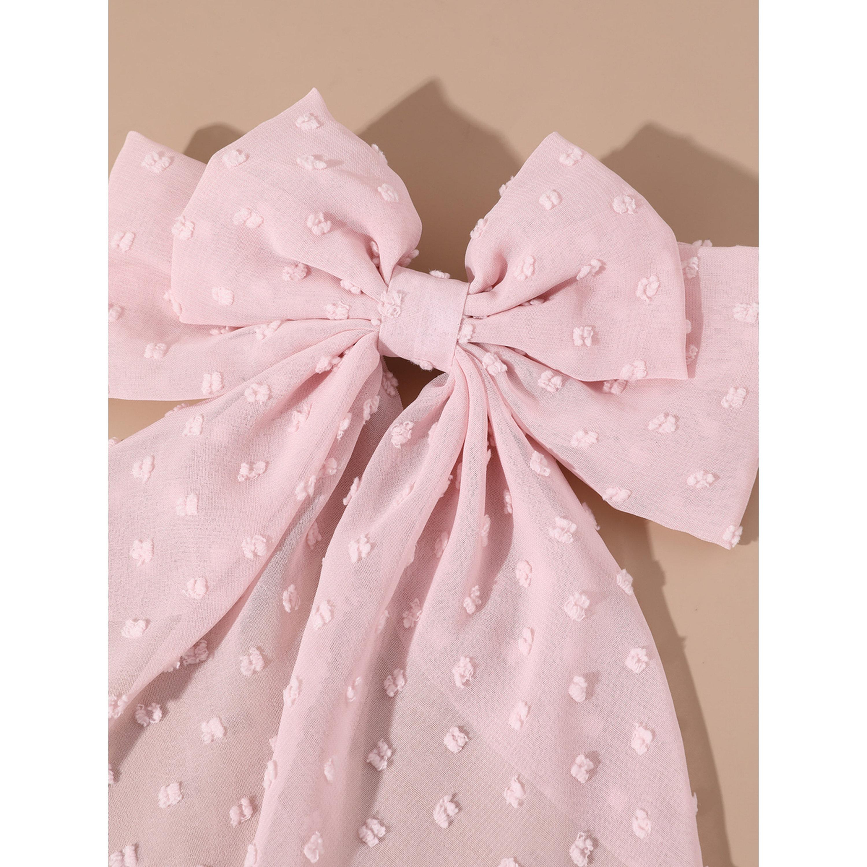 Take Two Pink Textured Bow Hair Clip-women-hairaccessories-clips-image-3
