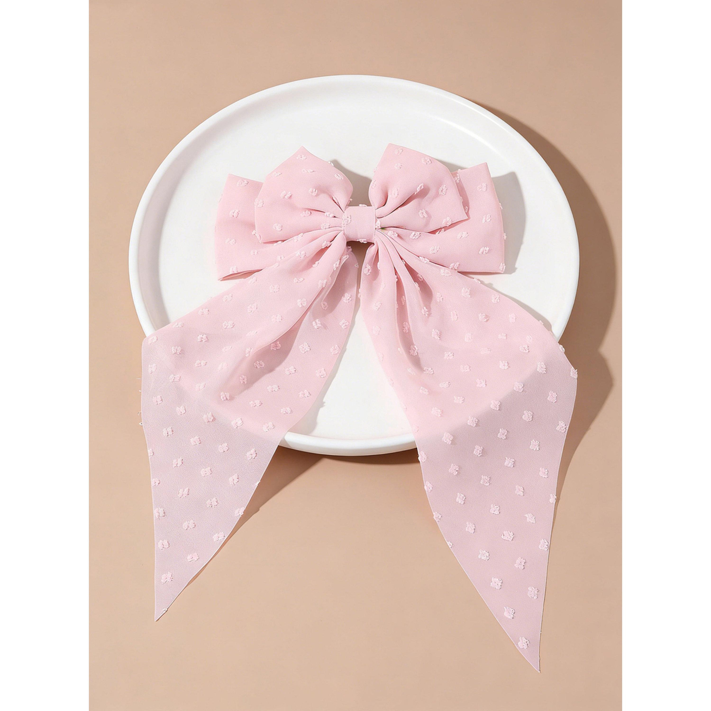 Take Two Pink Textured Bow Hair Clip-women-hairaccessories-clips-image-4