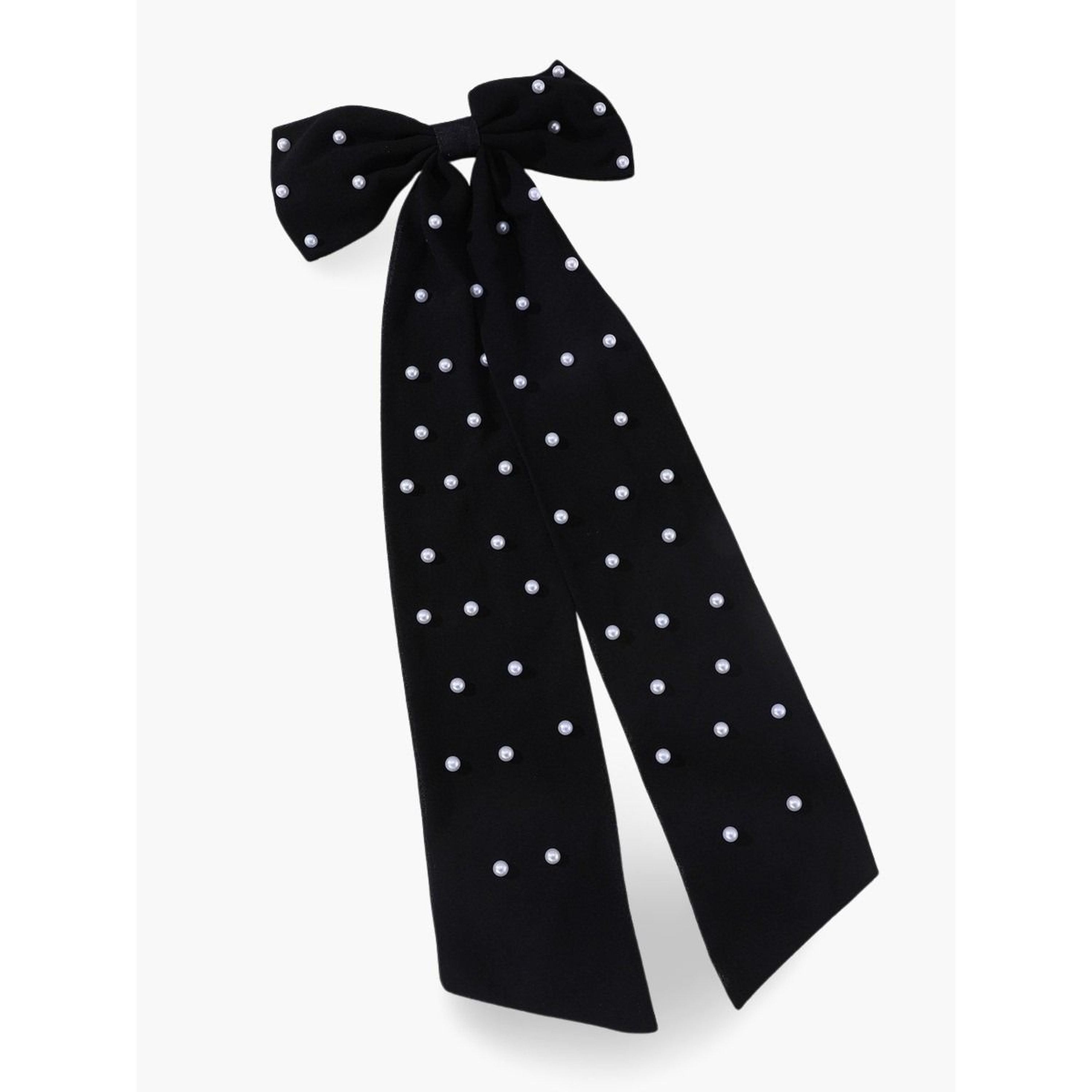 Take Two Black Pearl Bow Hair Clip-women-hairaccessories-clips-image-1
