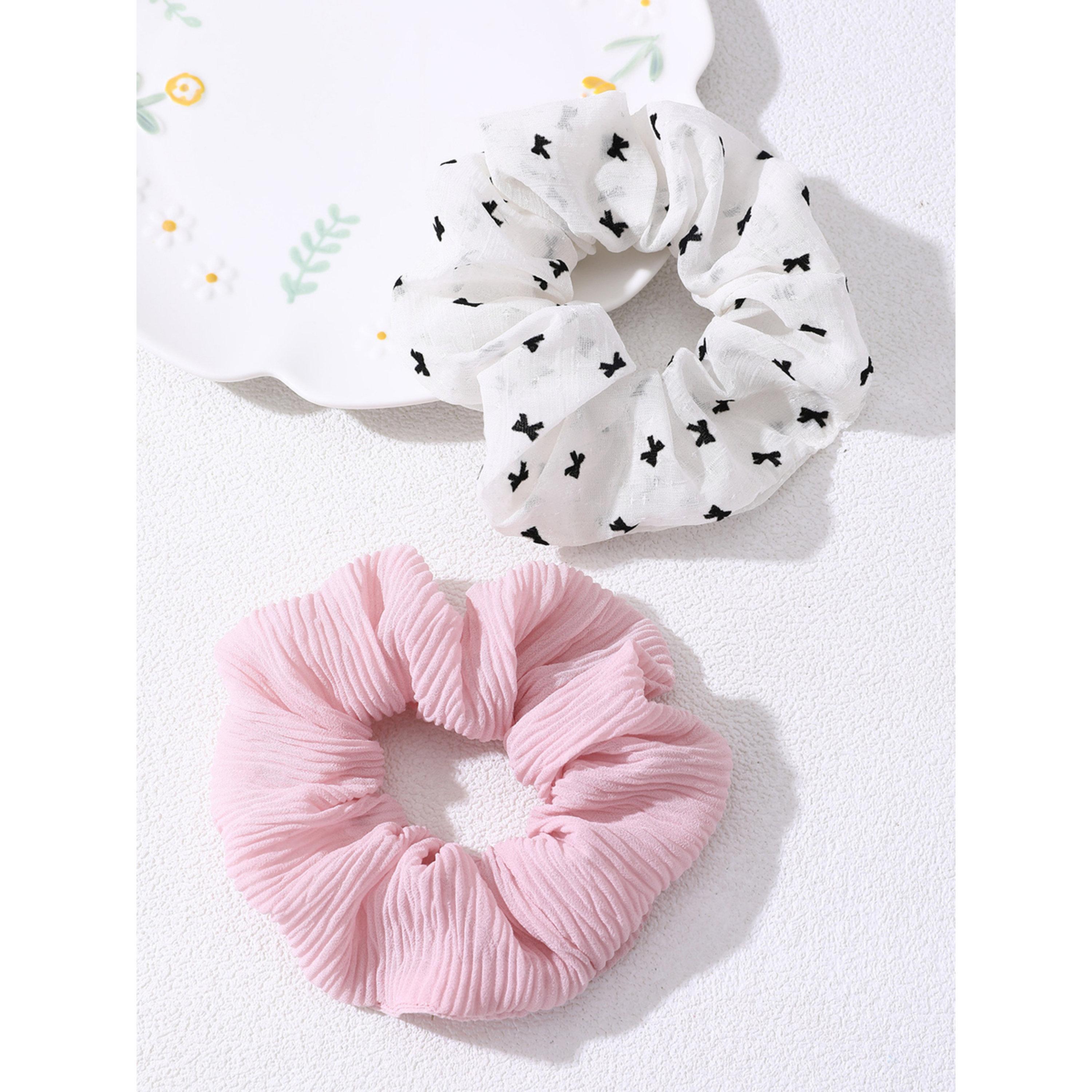 Take Two Pack of 2 - Printed Ribbed Hair Scrunchies-women-hairaccessories-scrunchies-image-2