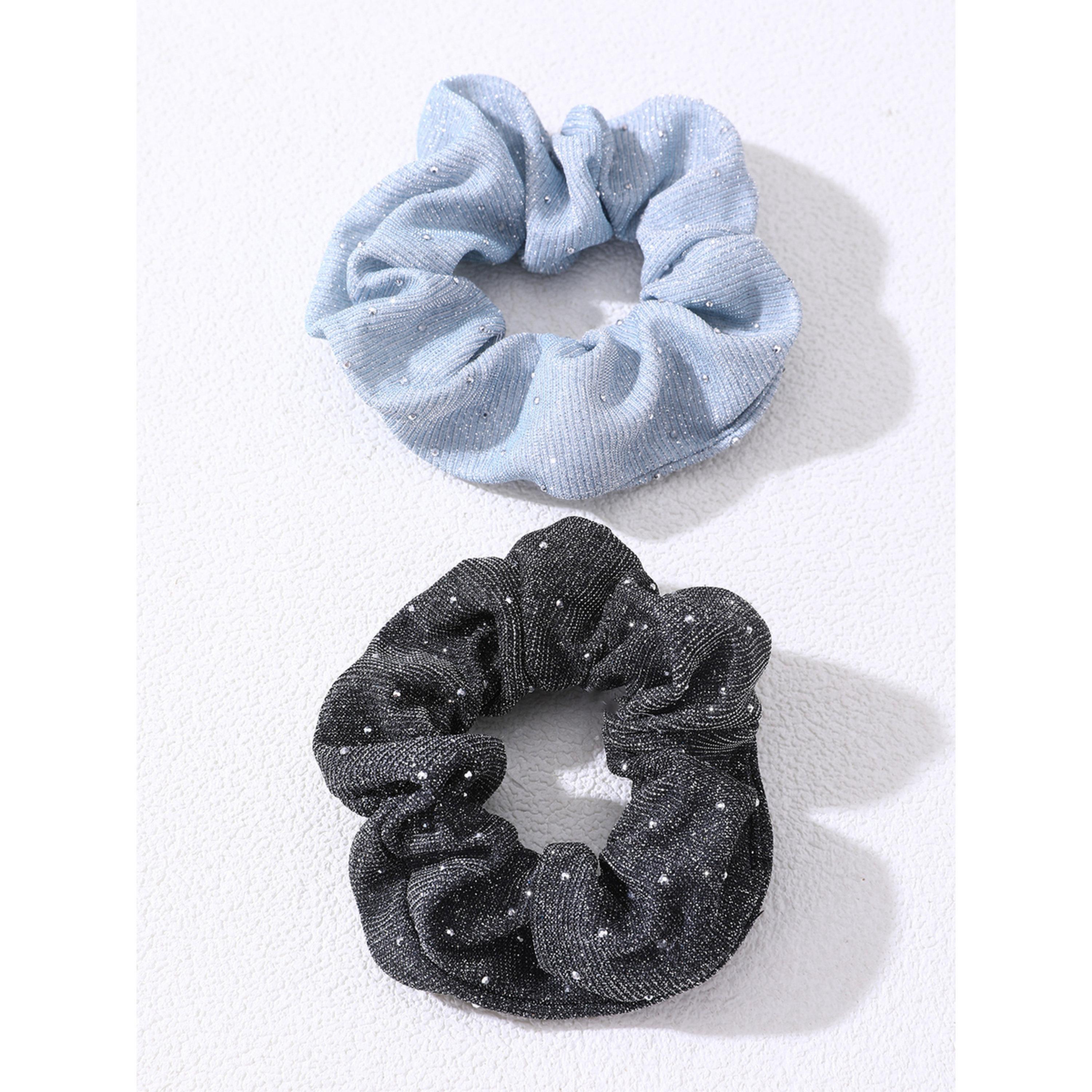 Take Two Pack of 2 - Textured Sparkling Hair Ties-women-hairaccessories-image-1