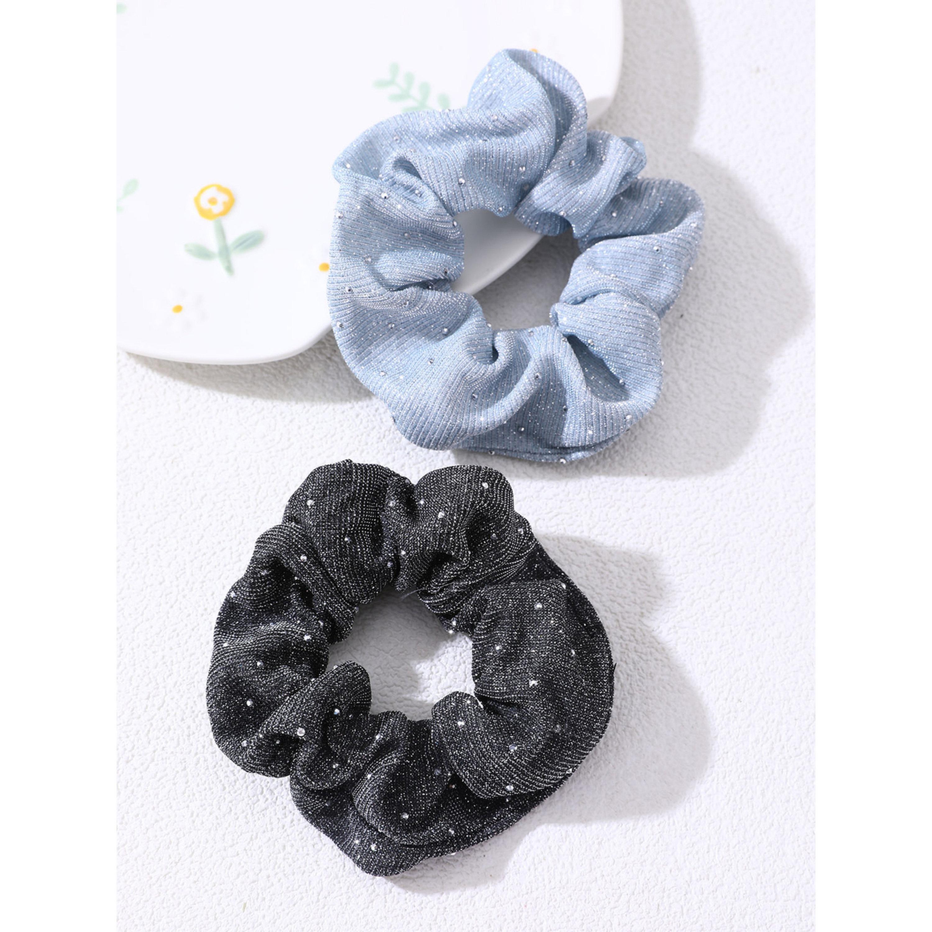 طقم أربطة شعر براقة وبارزة الملمس - قطعتين-women-hairaccessories-image-2