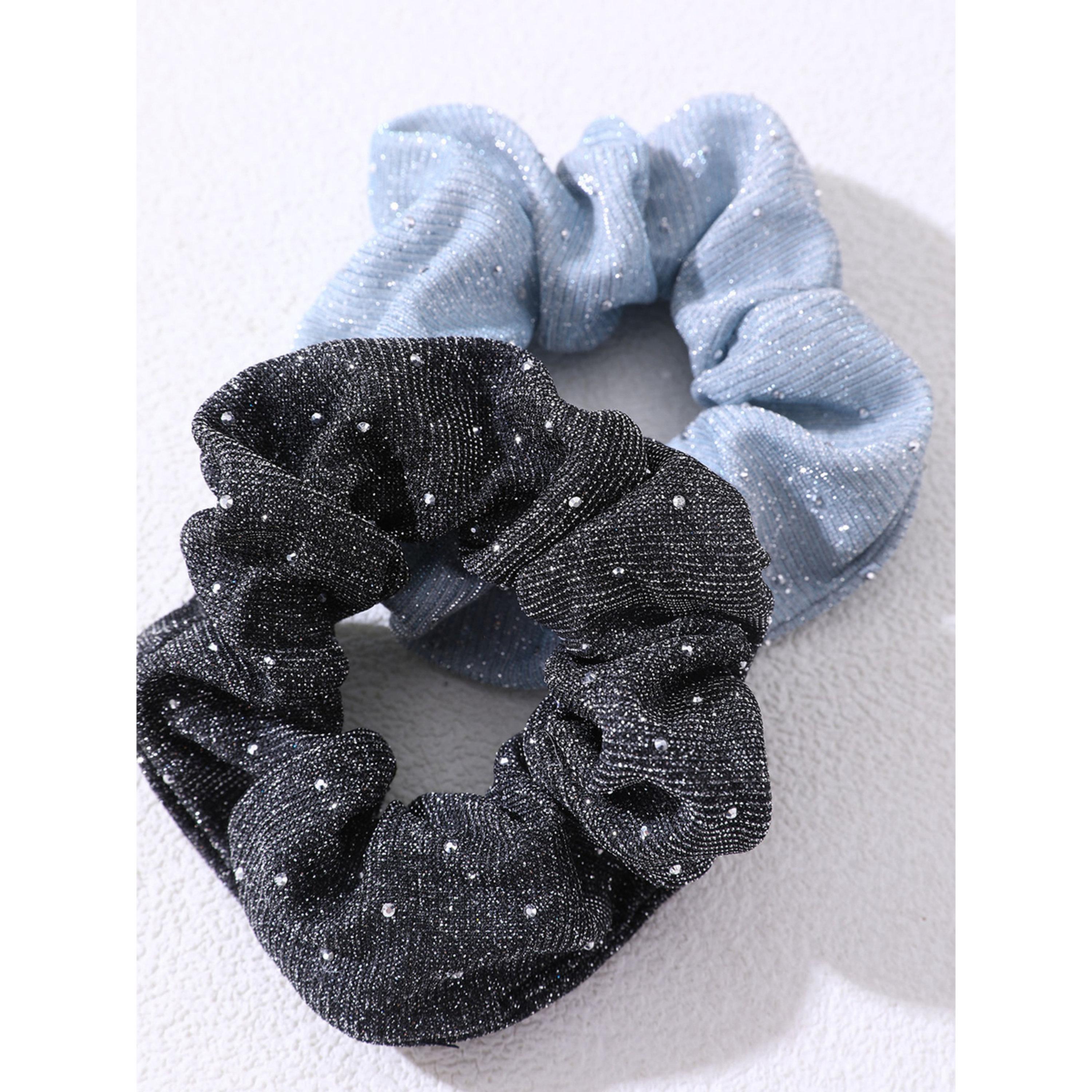Take Two Pack of 2 - Textured Sparkling Hair Ties-women-hairaccessories-image-3