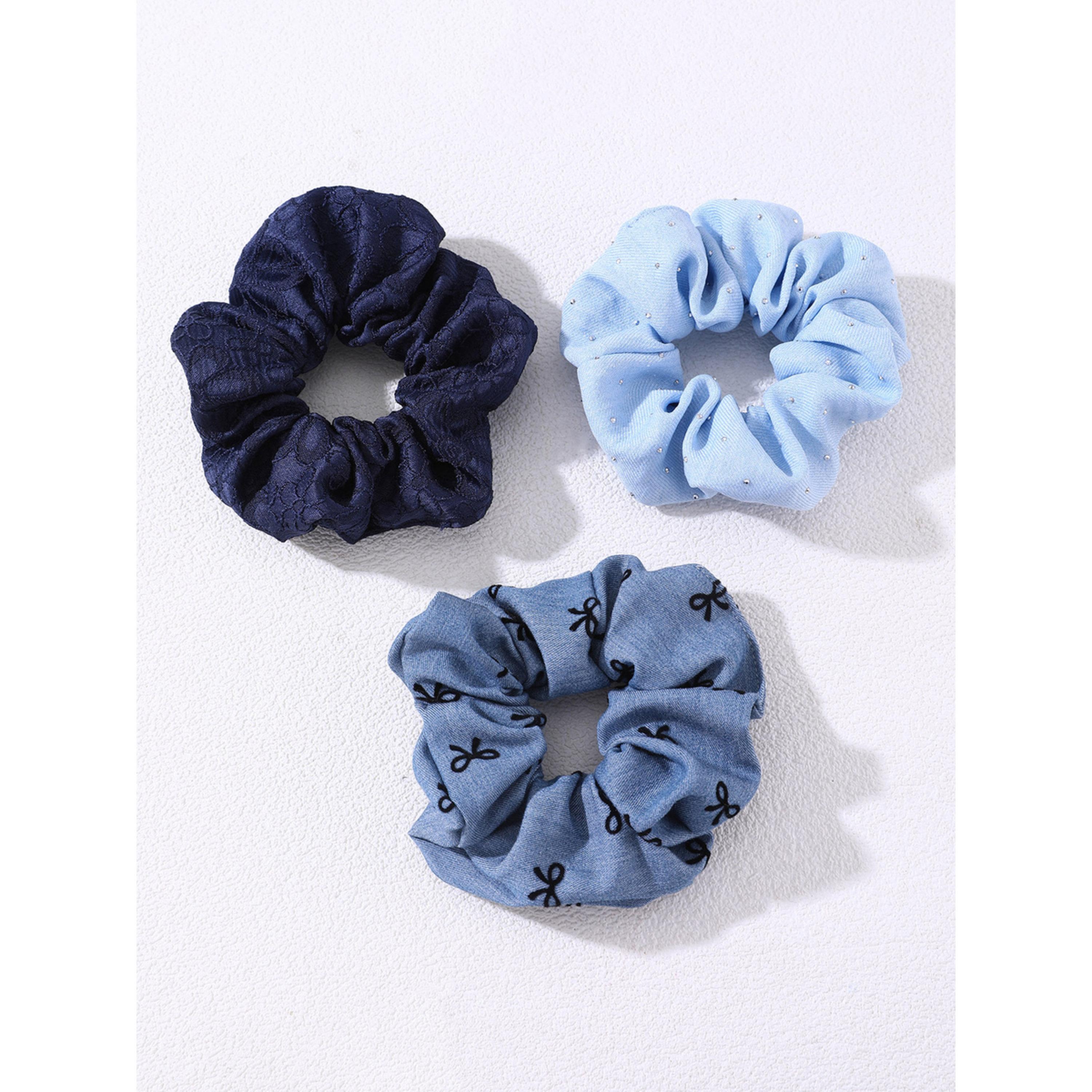 Take Two Pack of 3 - Blue Hair Scrunchie-women-hairaccessories-scrunchies-image-1