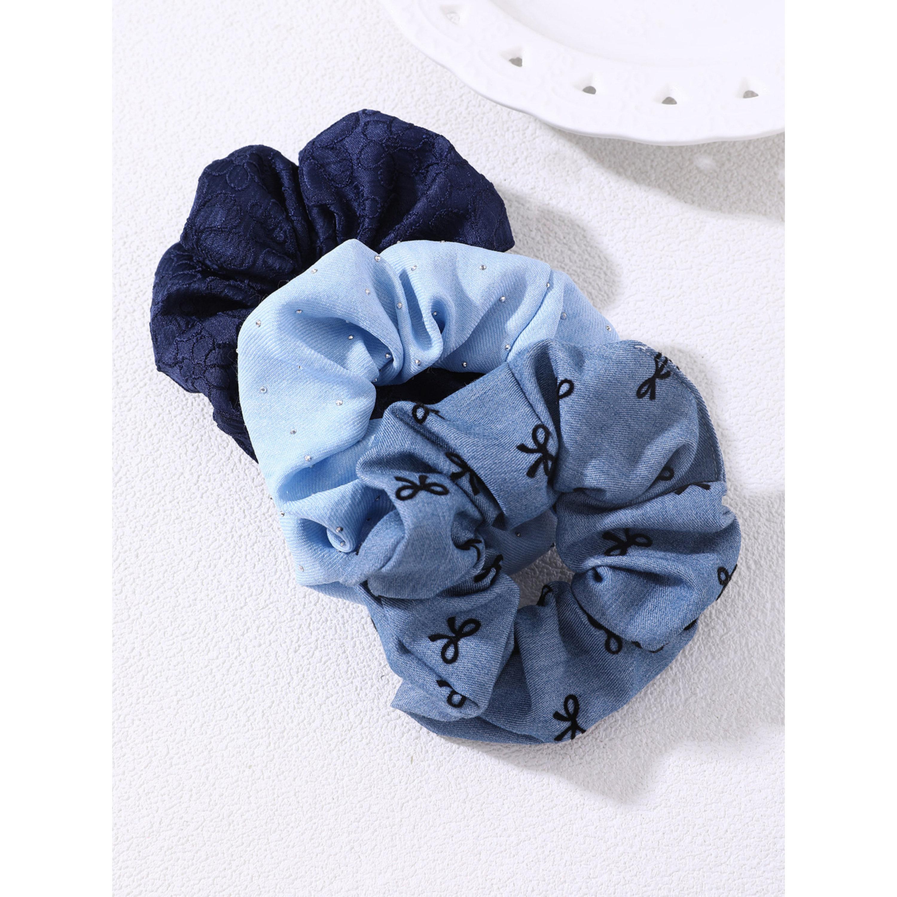 Take Two Pack of 3 - Blue Hair Scrunchie-women-hairaccessories-scrunchies-image-2