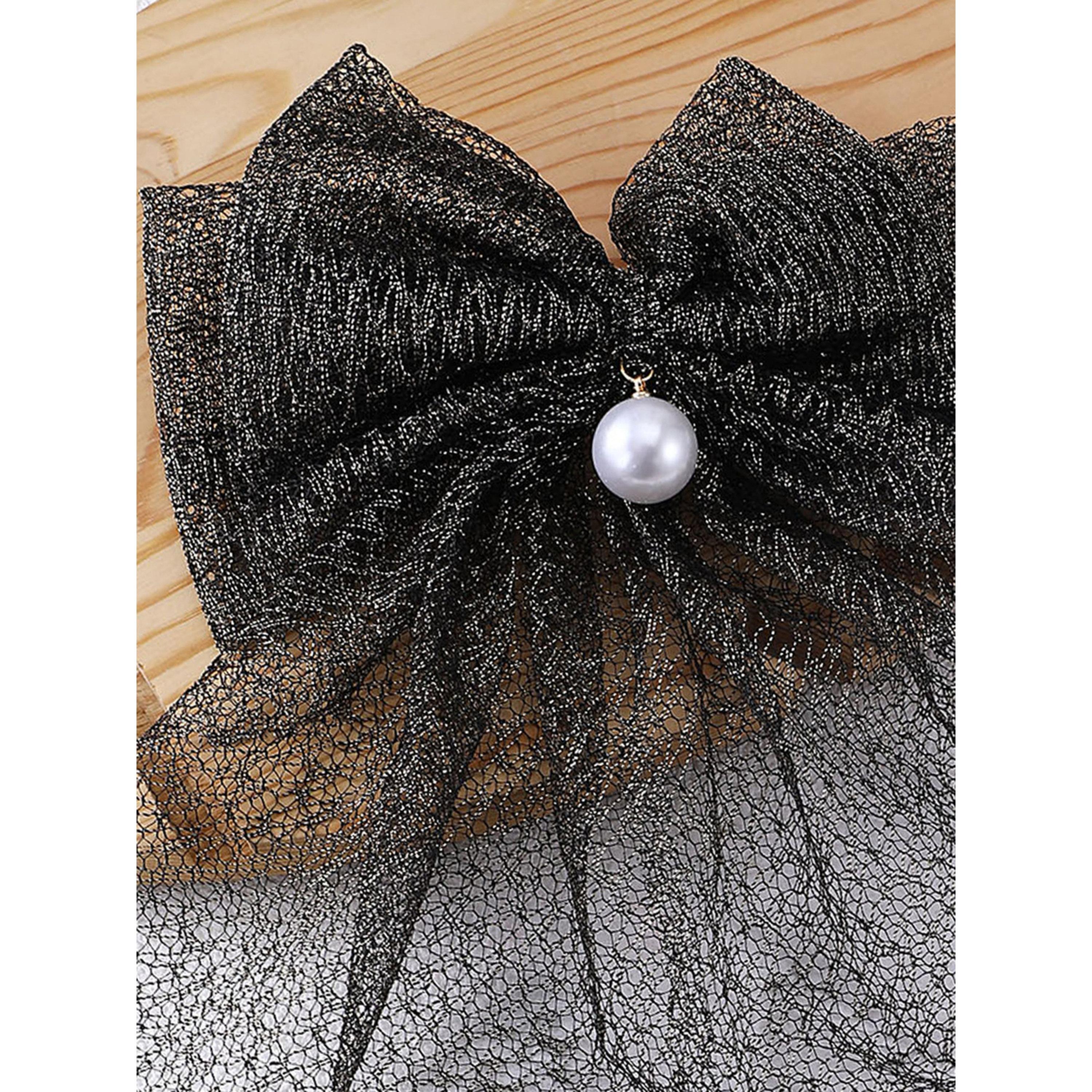 مشبك شعر بفيونكة دانتيل أسود-women-hairaccessories-clips-image-4