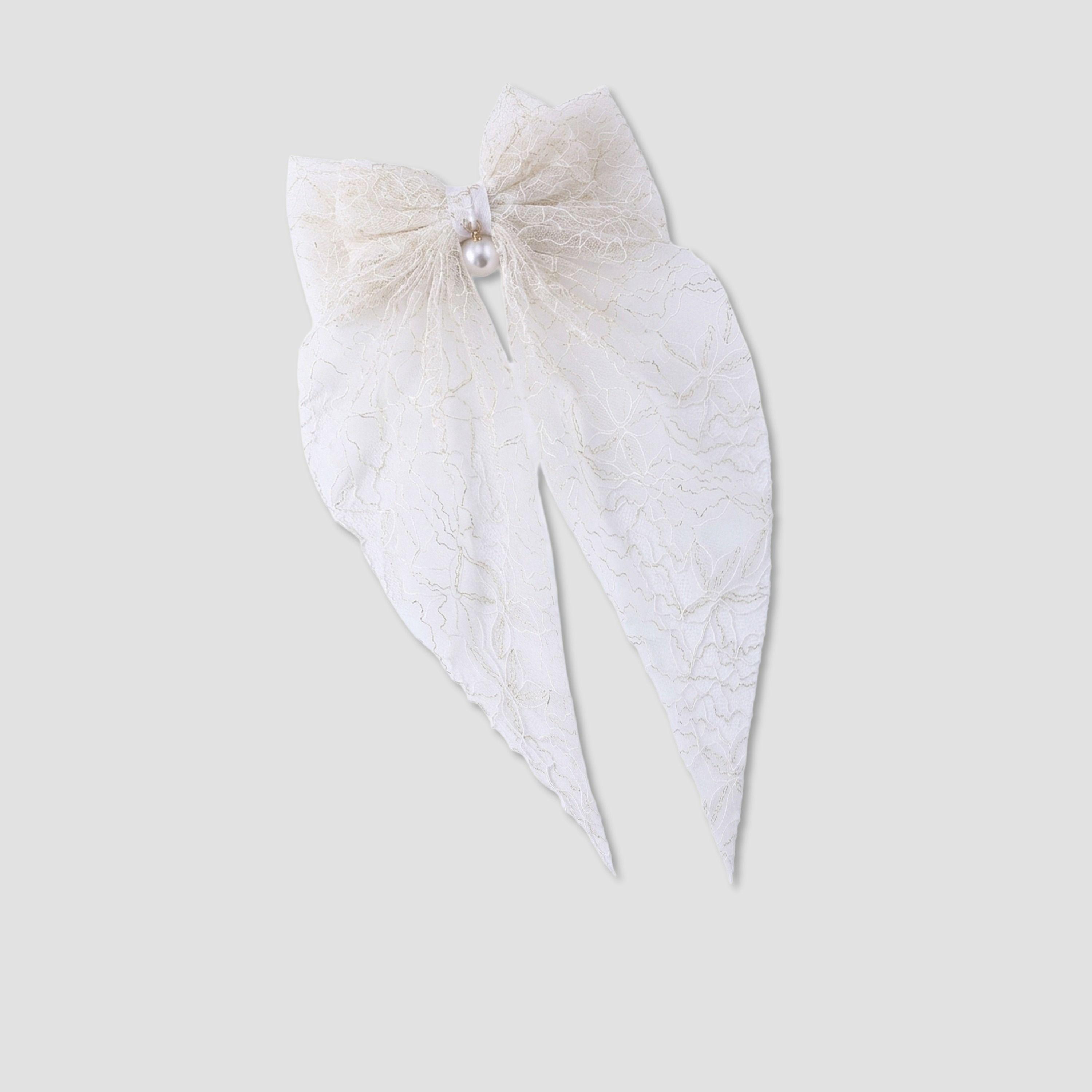 مشبك شعر بفيونكة دانتيل أبيض-women-hairaccessories-clips-image-1