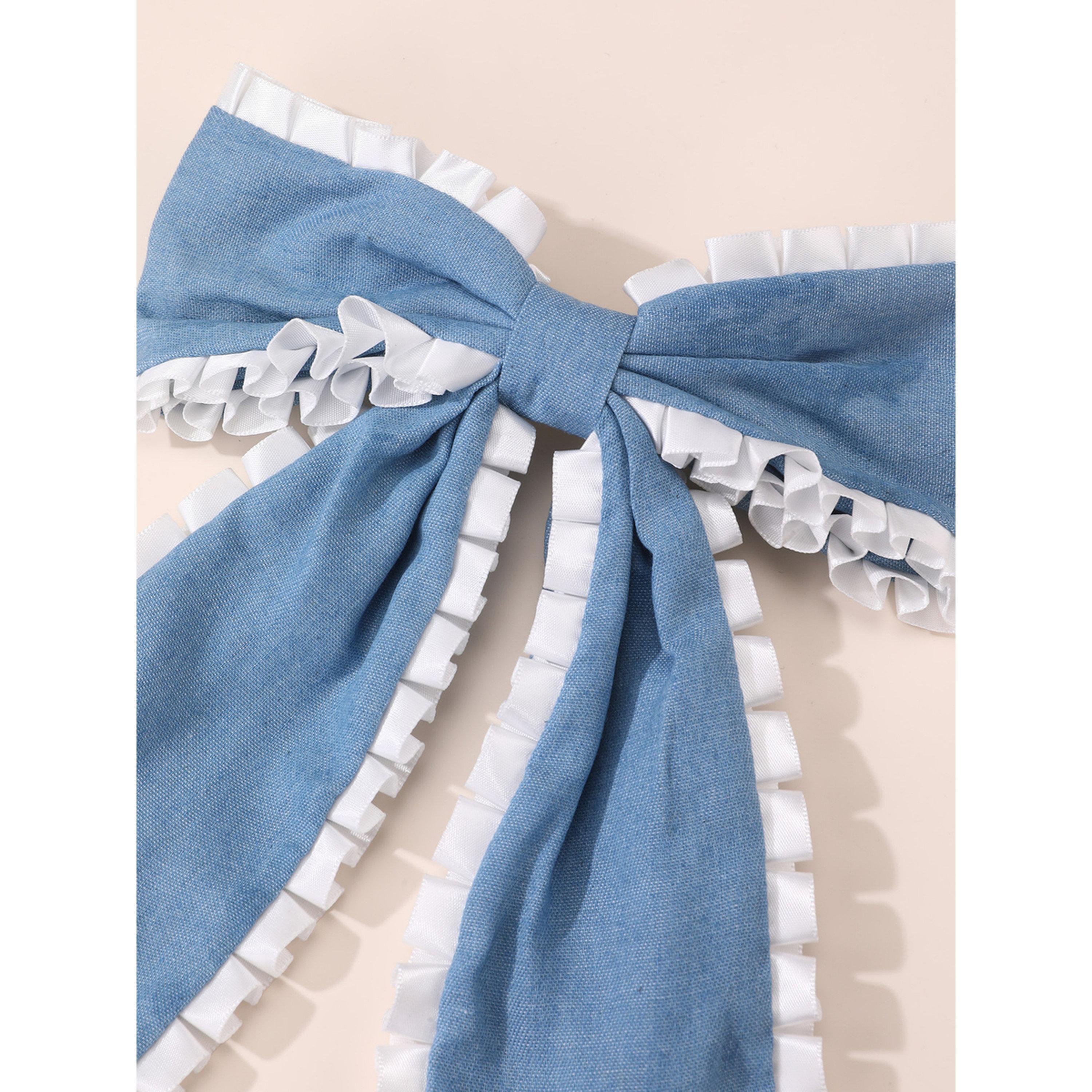 مشبك شعر بفيونكة زرقاء بحواف مكشكشة-women-hairaccessories-clips-image-2