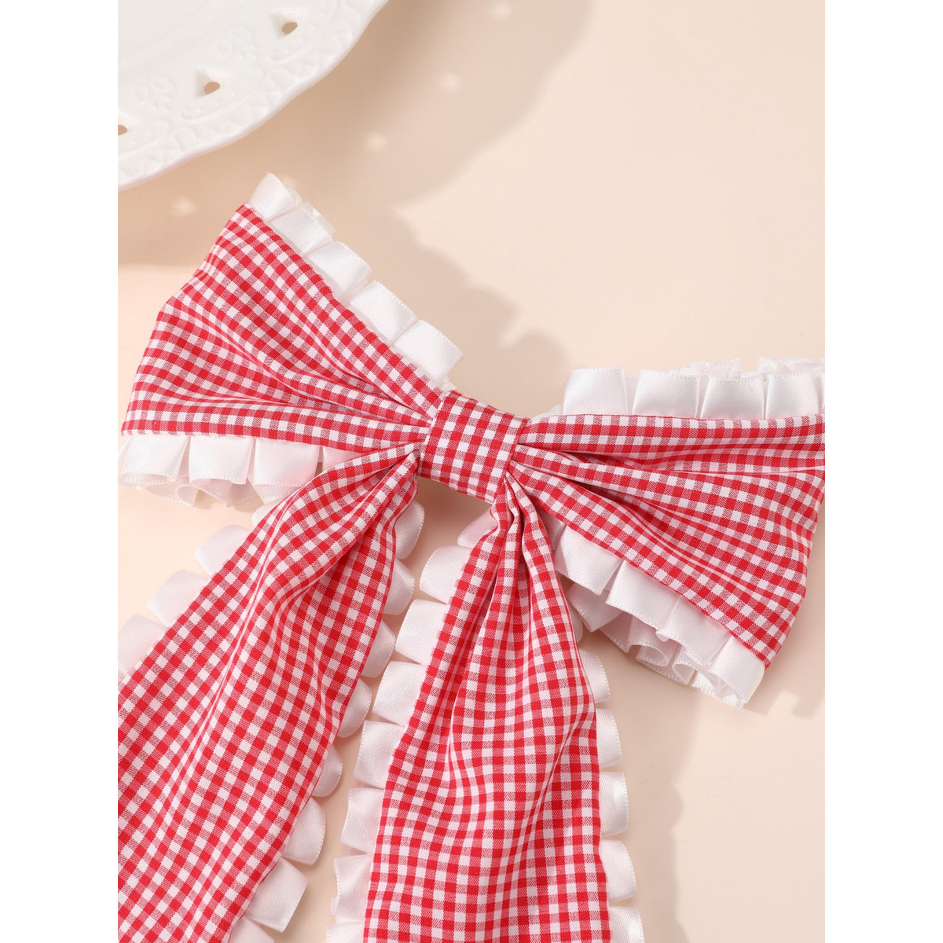 Take Two Red Gingham Bow Hair Clip-women-hairaccessories-clips-image-2