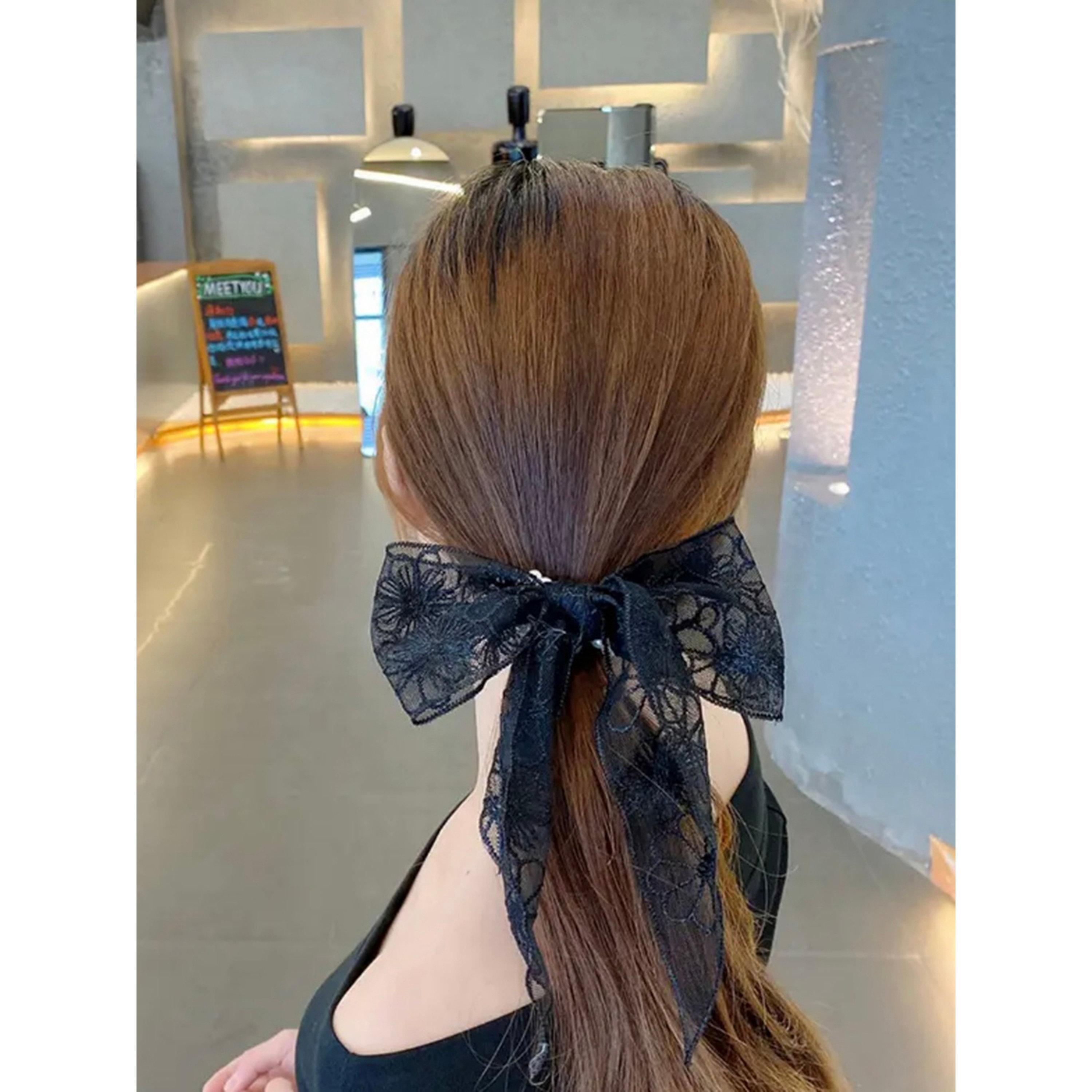 مشبك شعر بفيونكة دانتيل أسود-women-hairaccessories-clips-image-2
