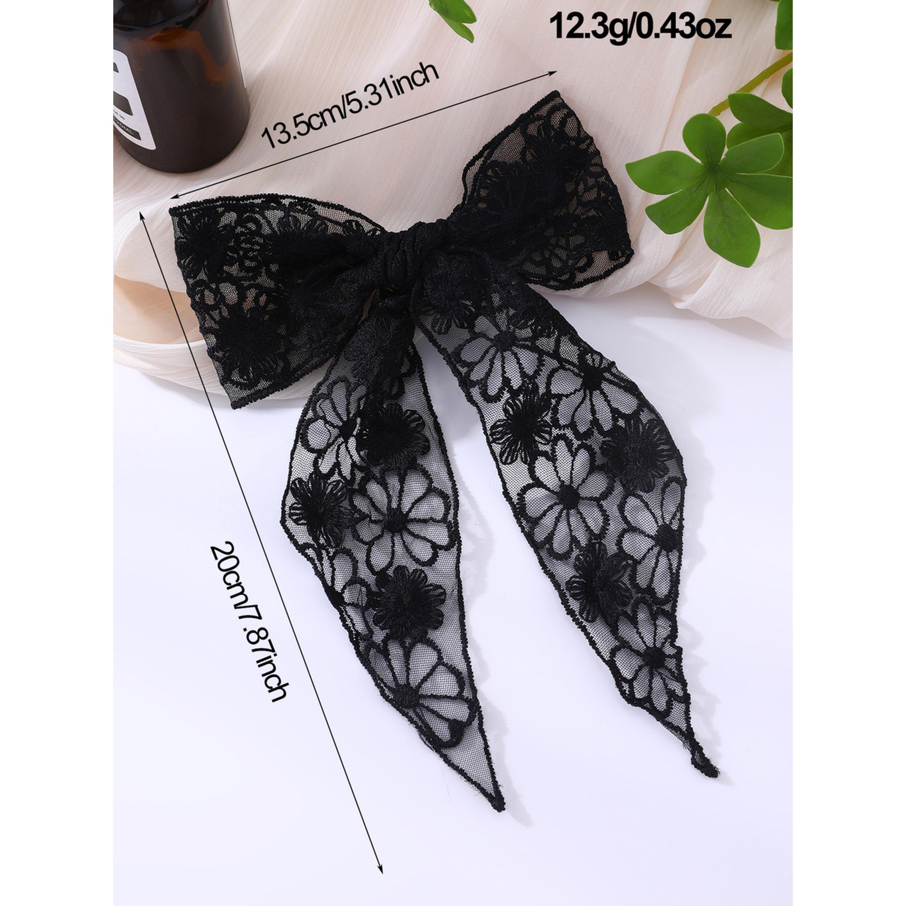 مشبك شعر بفيونكة دانتيل أسود-women-hairaccessories-clips-image-3