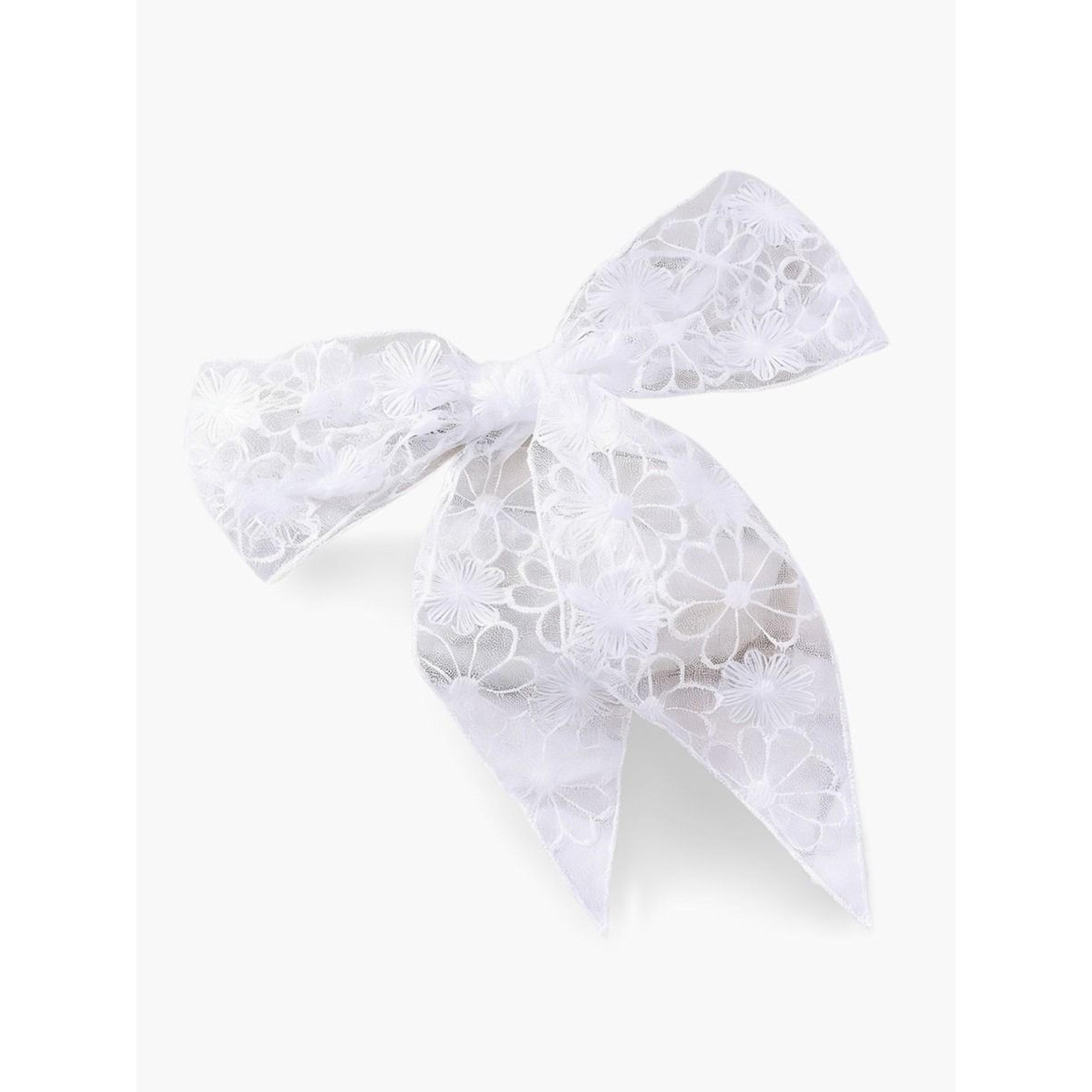 مشبك شعر بفيونكة دانتيل أبيض-women-hairaccessories-clips-image-1