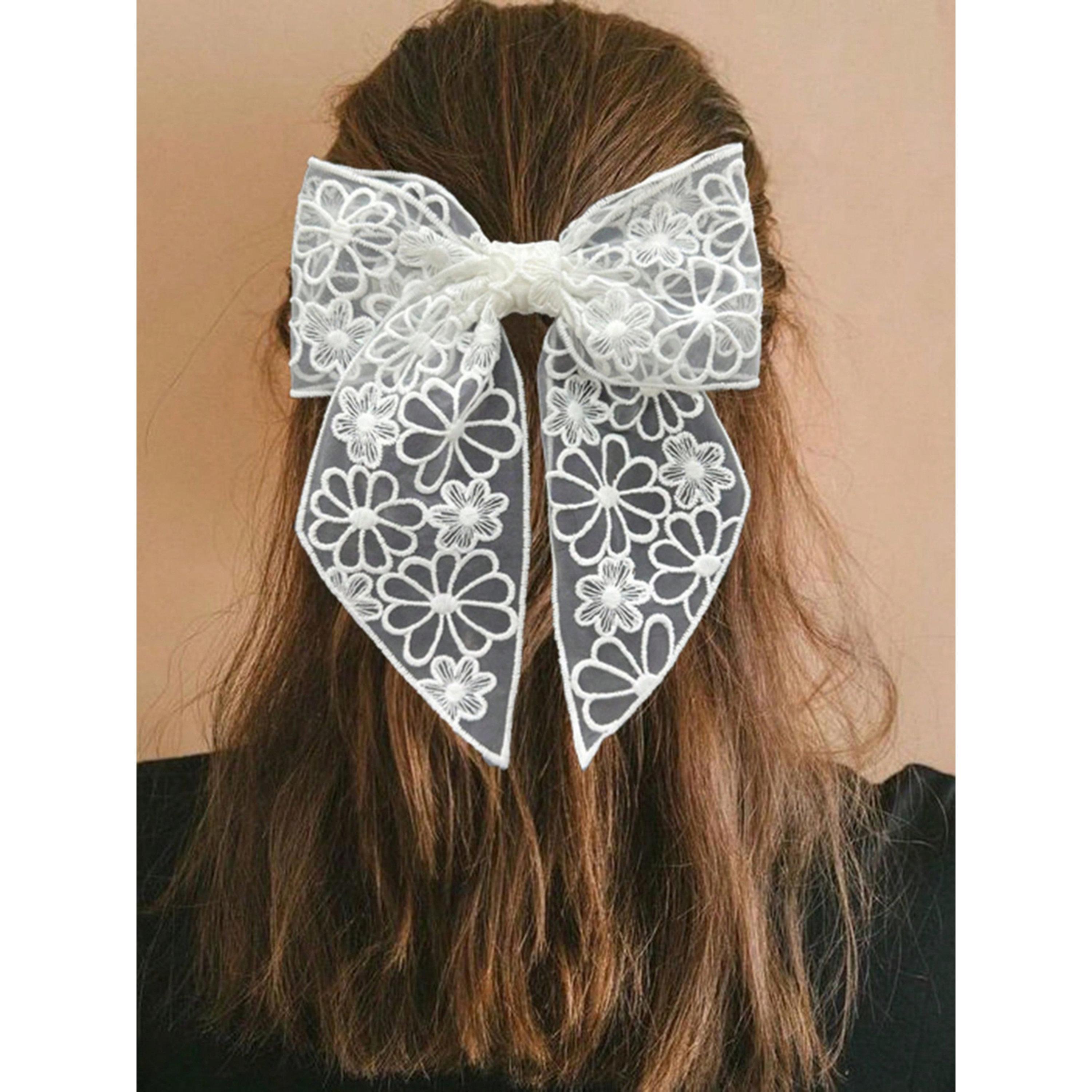 Take Two White Lace Bow Hair Clip-women-hairaccessories-clips-image-2