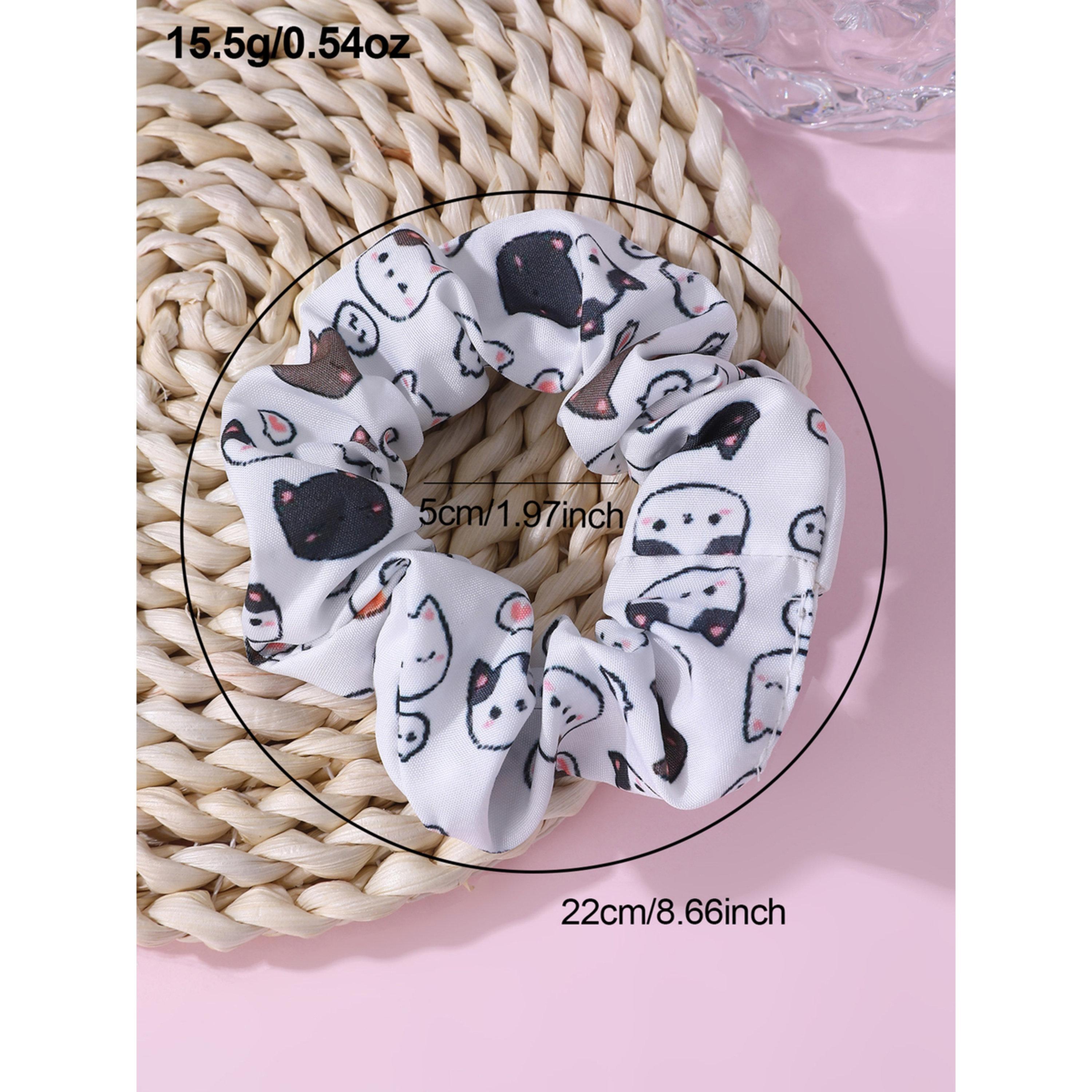 Take Two White Cat Face Print Hair Scrunchie-women-hairaccessories-scrunchies-image-2