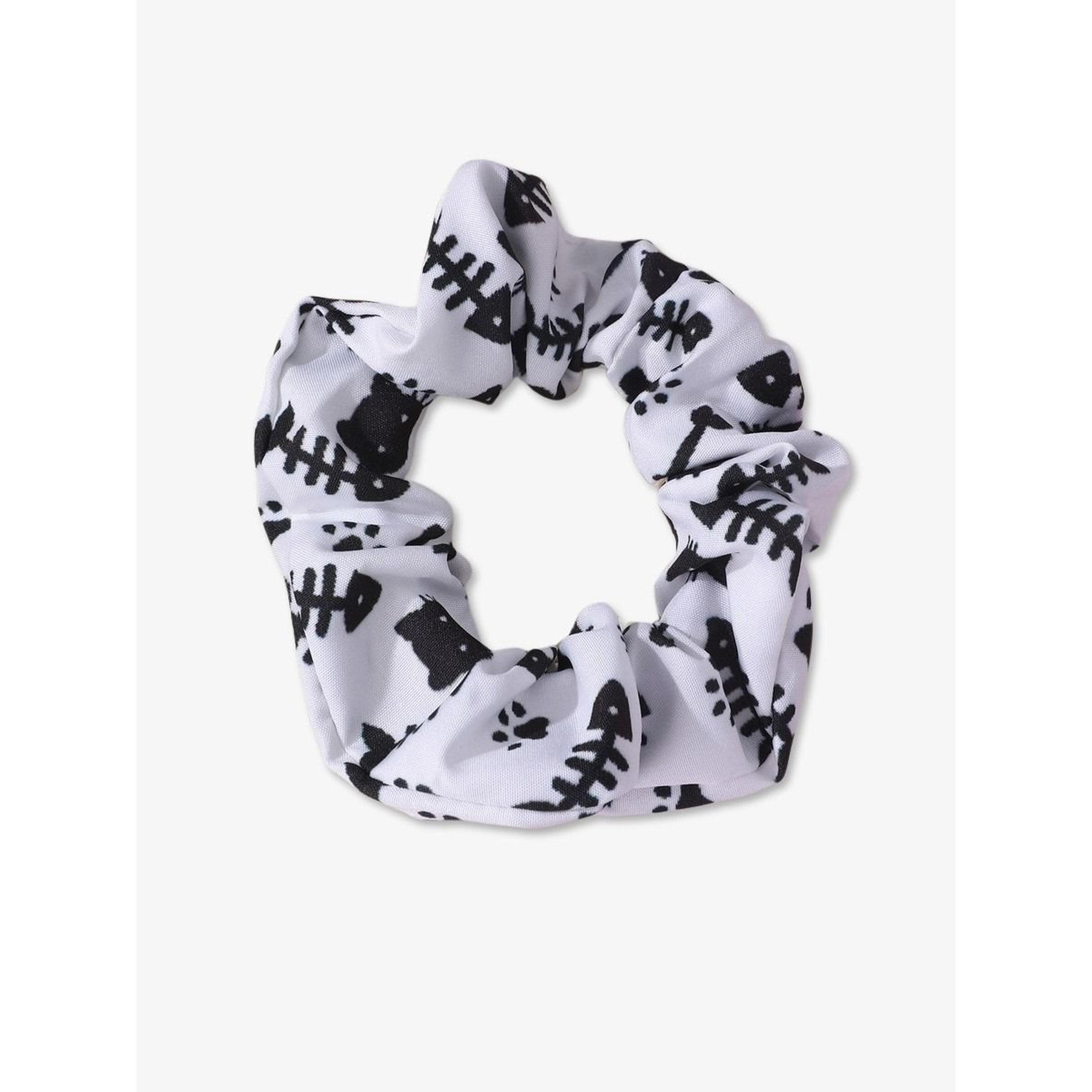 Take Two White Fishbone Print Hair Scrunchie-women-hairaccessories-scrunchies-image-1