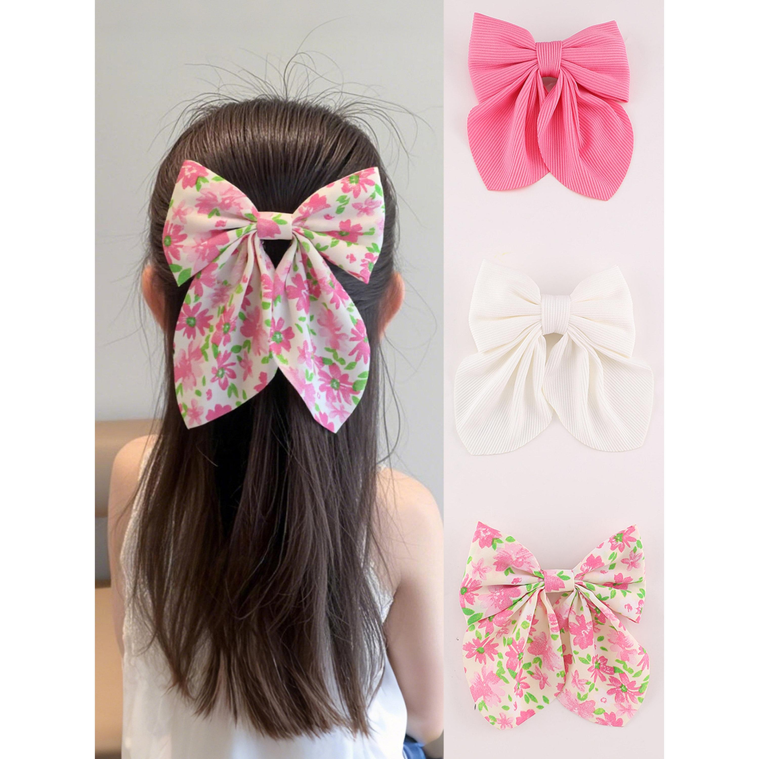 Take Two Pack of 3 - Floral Print Bow Hair Clip-women-hairaccessories-clips-image-2