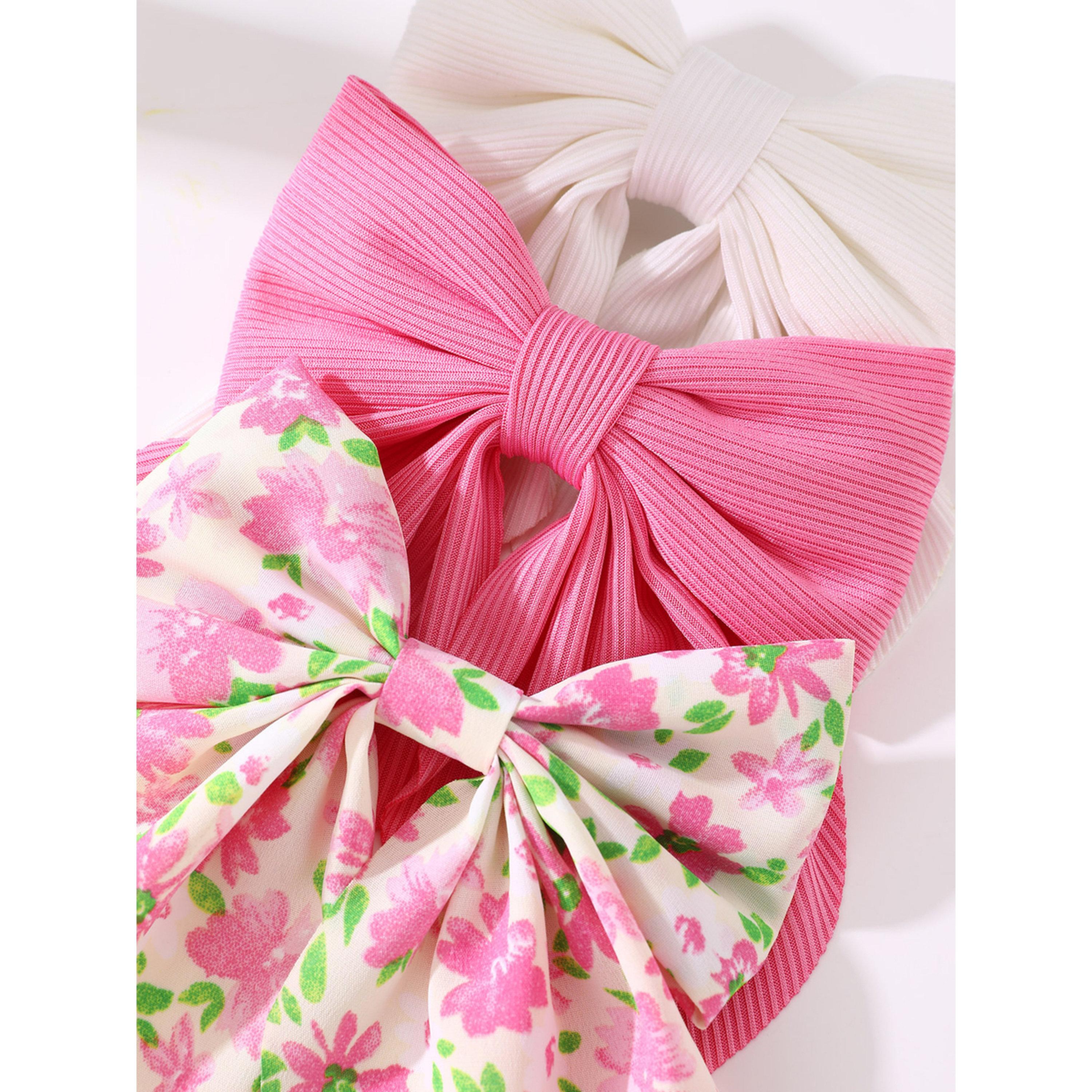 Take Two Pack of 3 - Floral Print Bow Hair Clip-women-hairaccessories-clips-image-5