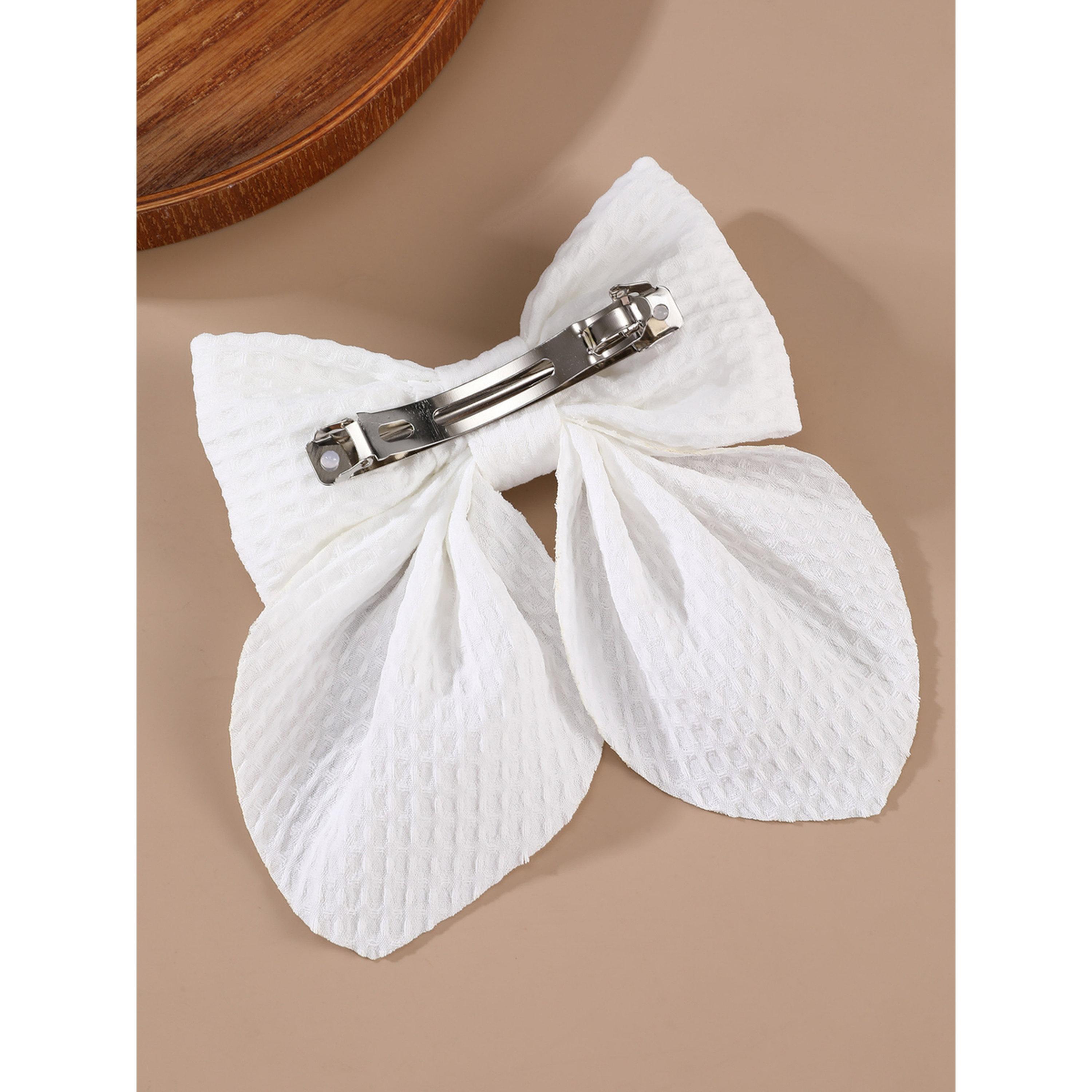 طقم مشابك شعر بفيونكة ونقشة زهور - 3 قطع-women-hairaccessories-clips-image-4