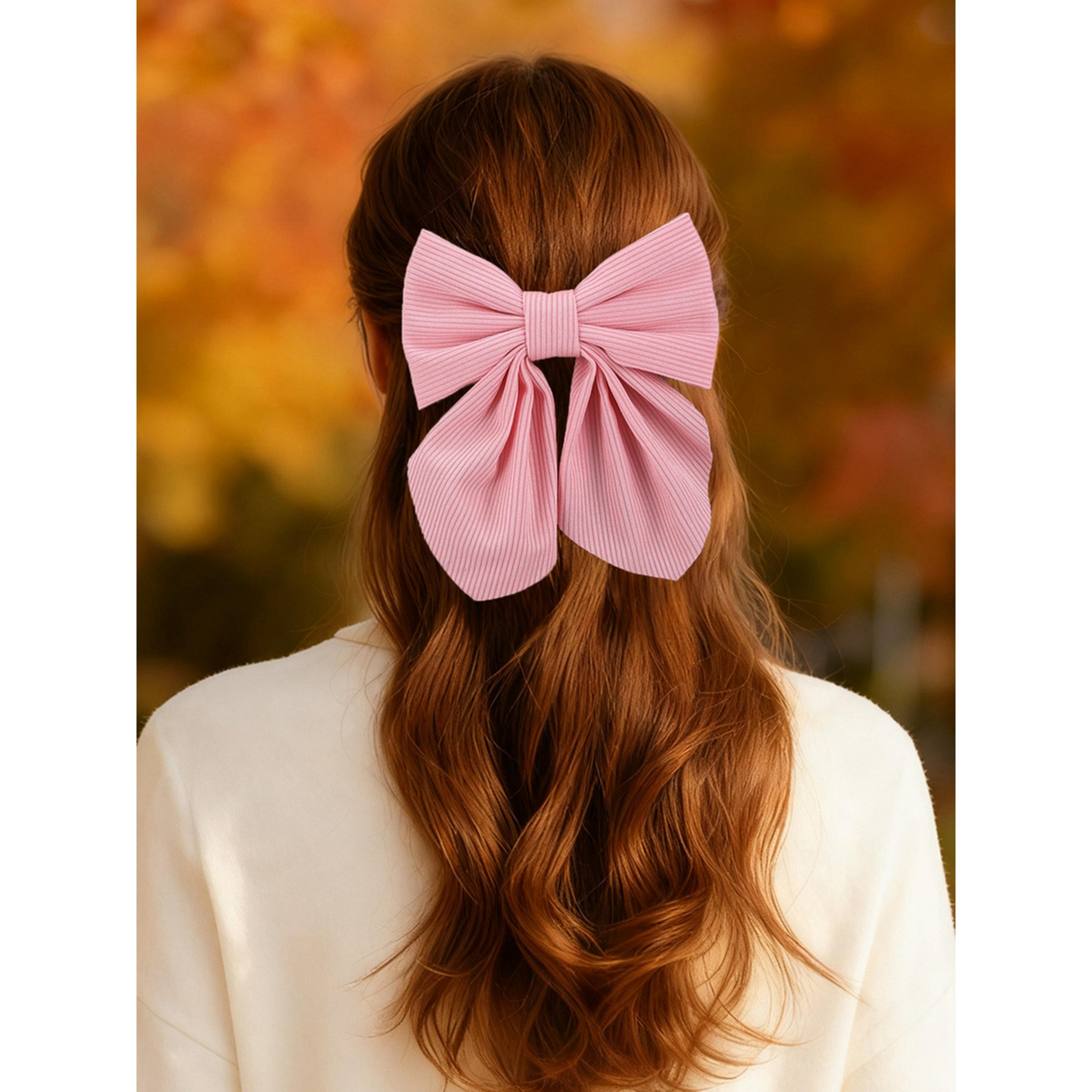 Take Two Pack of 3 - Floral Print Bow Hair Clip-women-hairaccessories-clips-image-2