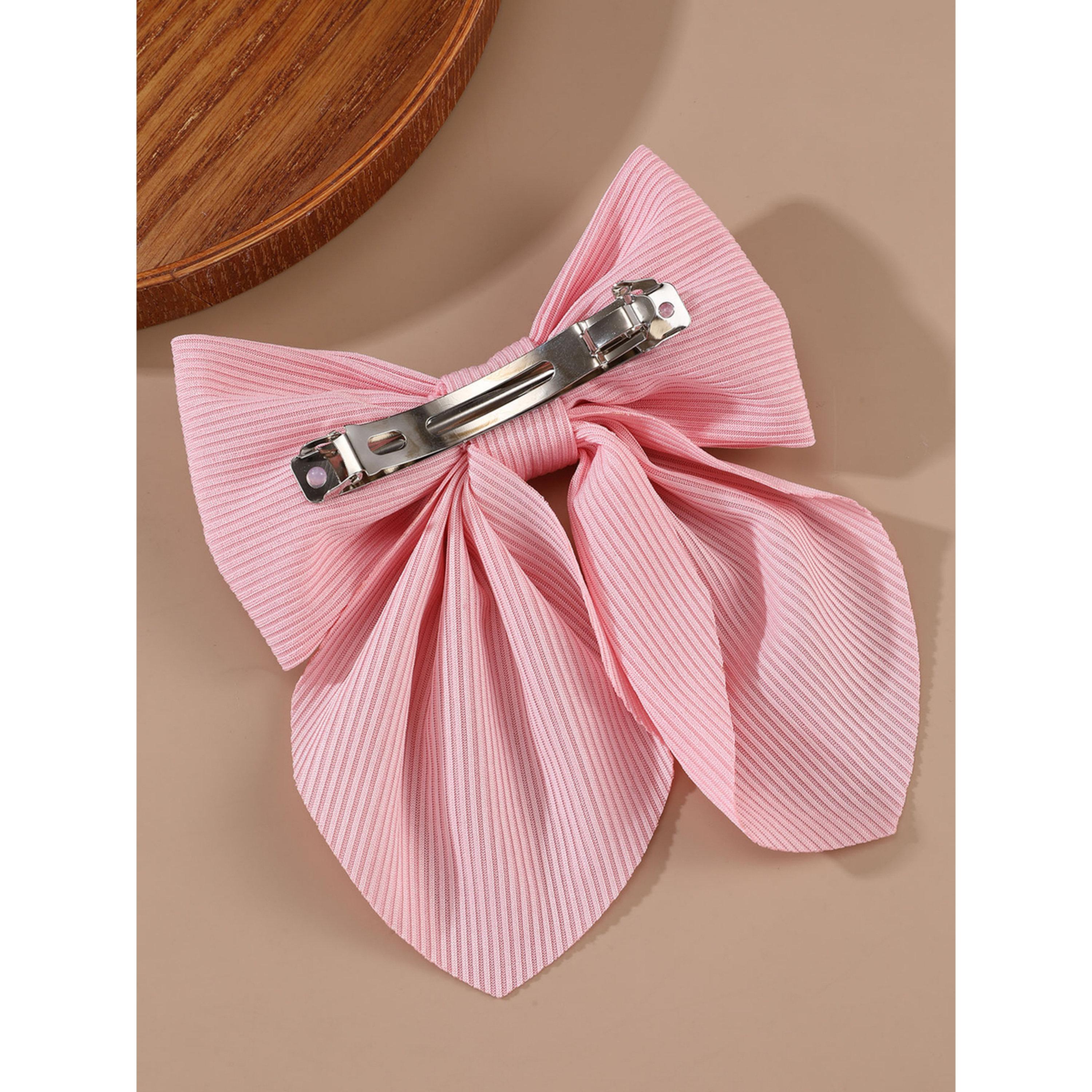 طقم مشابك شعر بفيونكة ونقشة زهور - 3 قطع-women-hairaccessories-clips-image-5