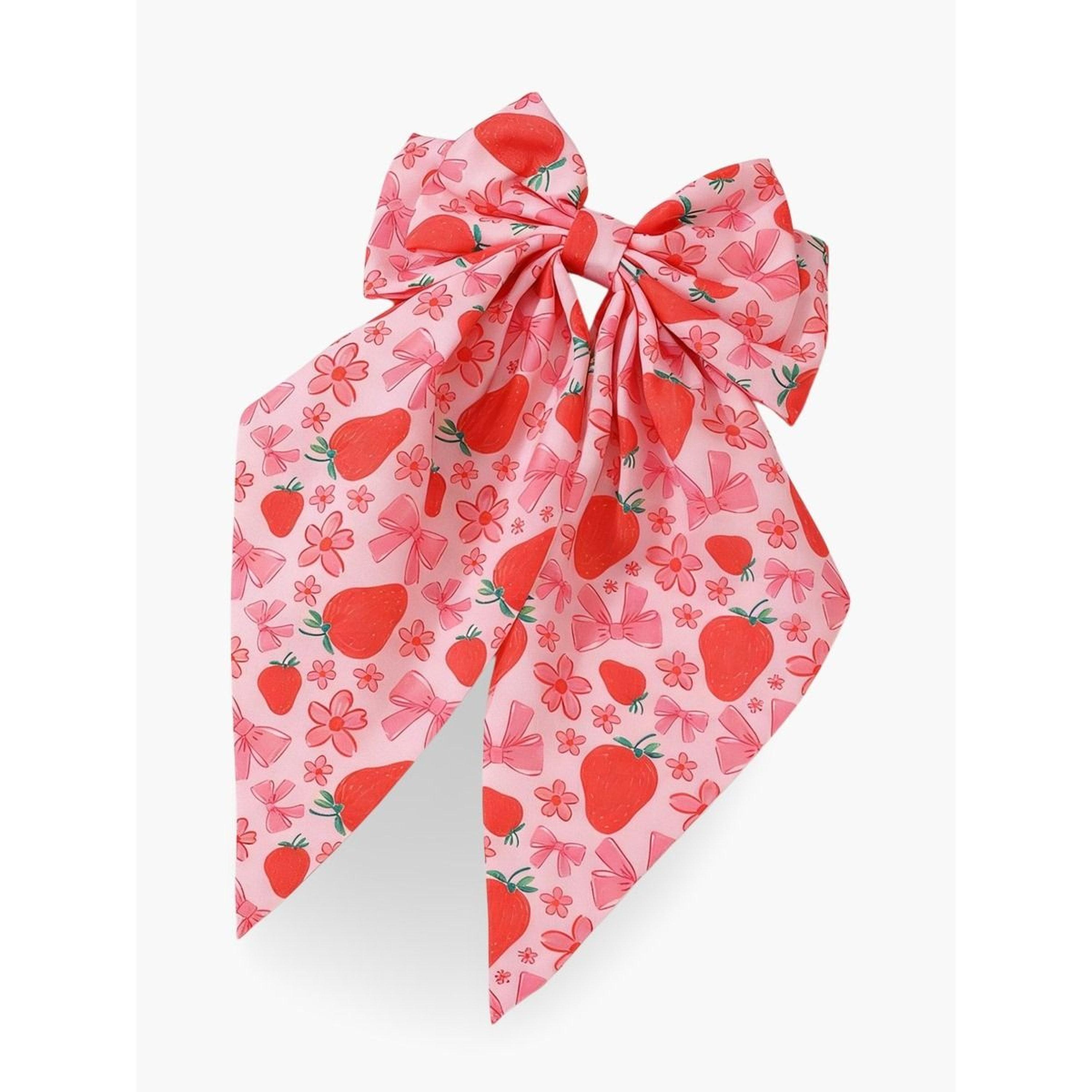 Take Two Pink Strawberry Bow Hair Clip-women-hairaccessories-clips-image-1