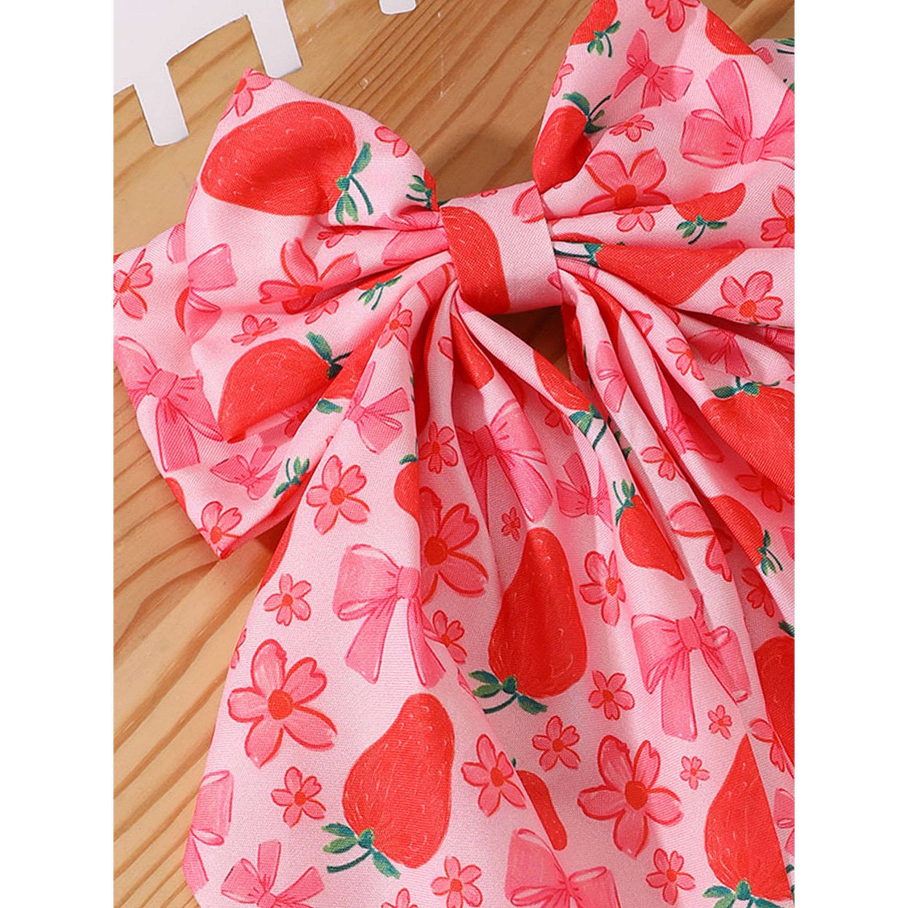 Take Two Pink Strawberry Bow Hair Clip-women-hairaccessories-clips-image-2