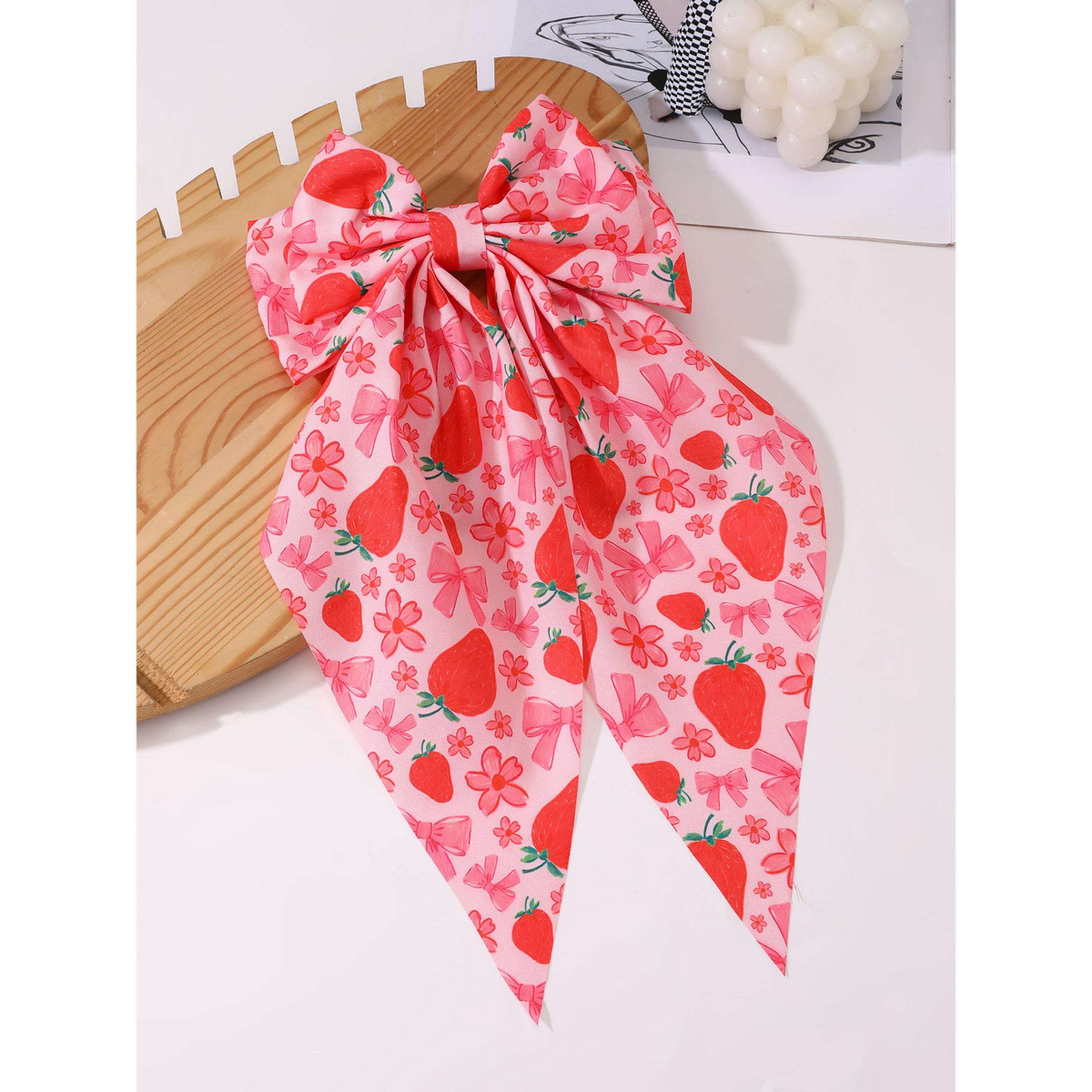 Take Two Pink Strawberry Bow Hair Clip-women-hairaccessories-clips-image-3