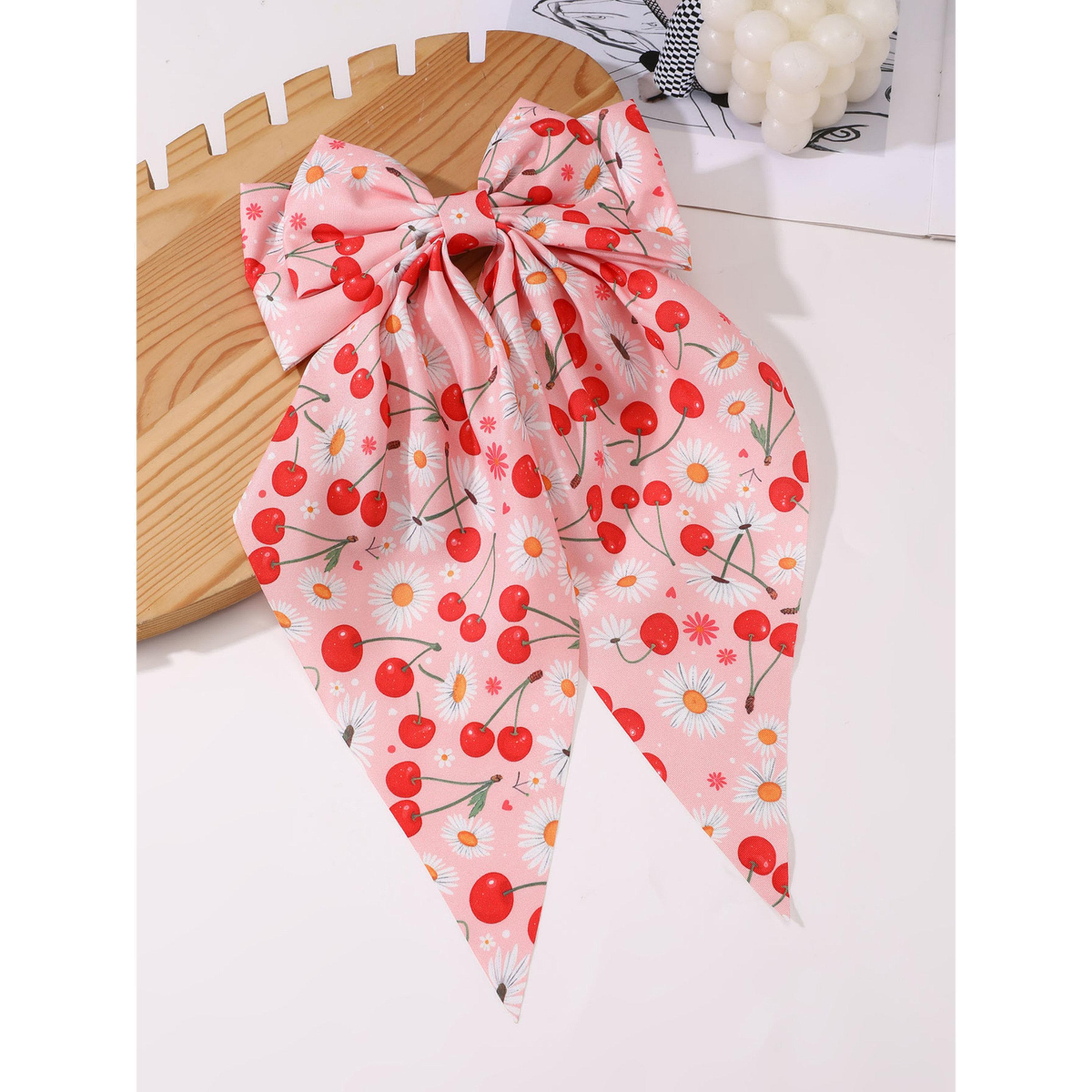 مشبك شعر بفيونكة بنقشة كرز وردية-women-hairaccessories-clips-image-4