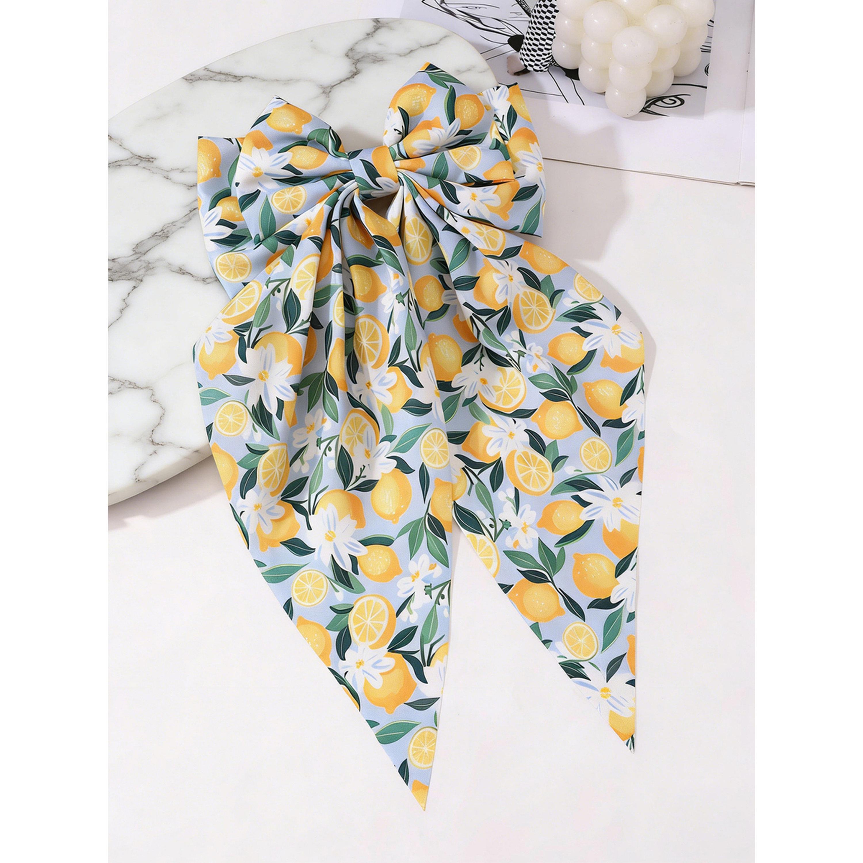 مشبك شعر بفيونكة بنقشة ليمون أصفر-women-hairaccessories-clips-image-2