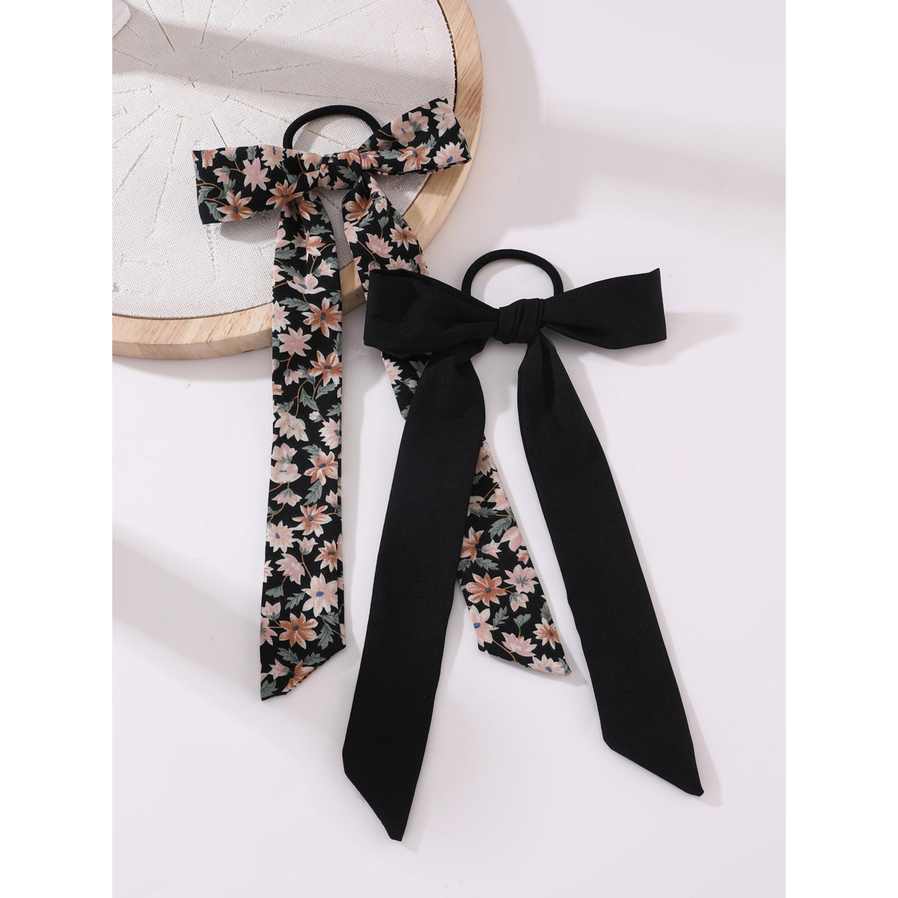 طقم أربطة شعر بنقشة زهور - قطعتين-women-hairaccessories-image-3