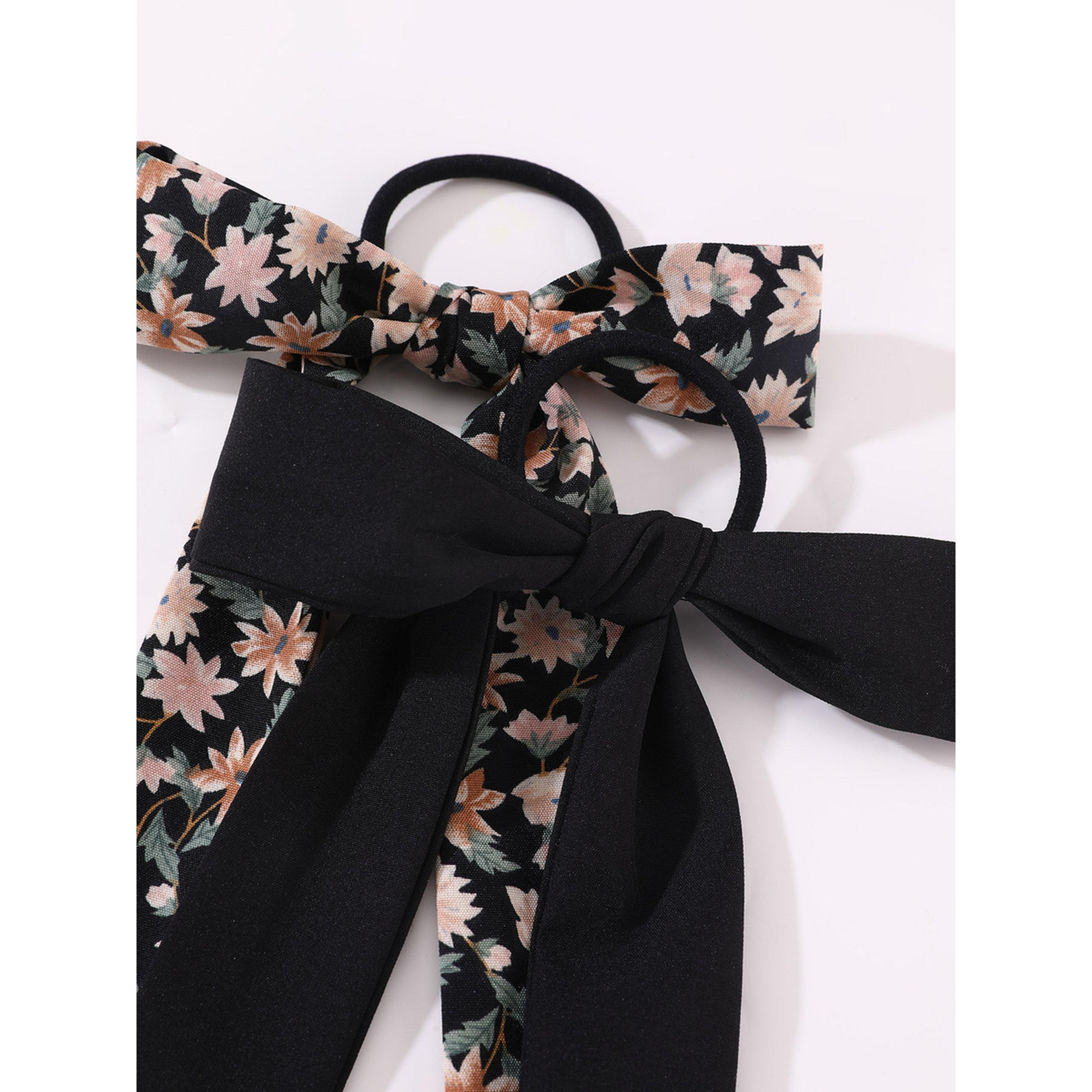Take Two Pack of 2 - Floral Print Hair Tie-women-hairaccessories-image-4