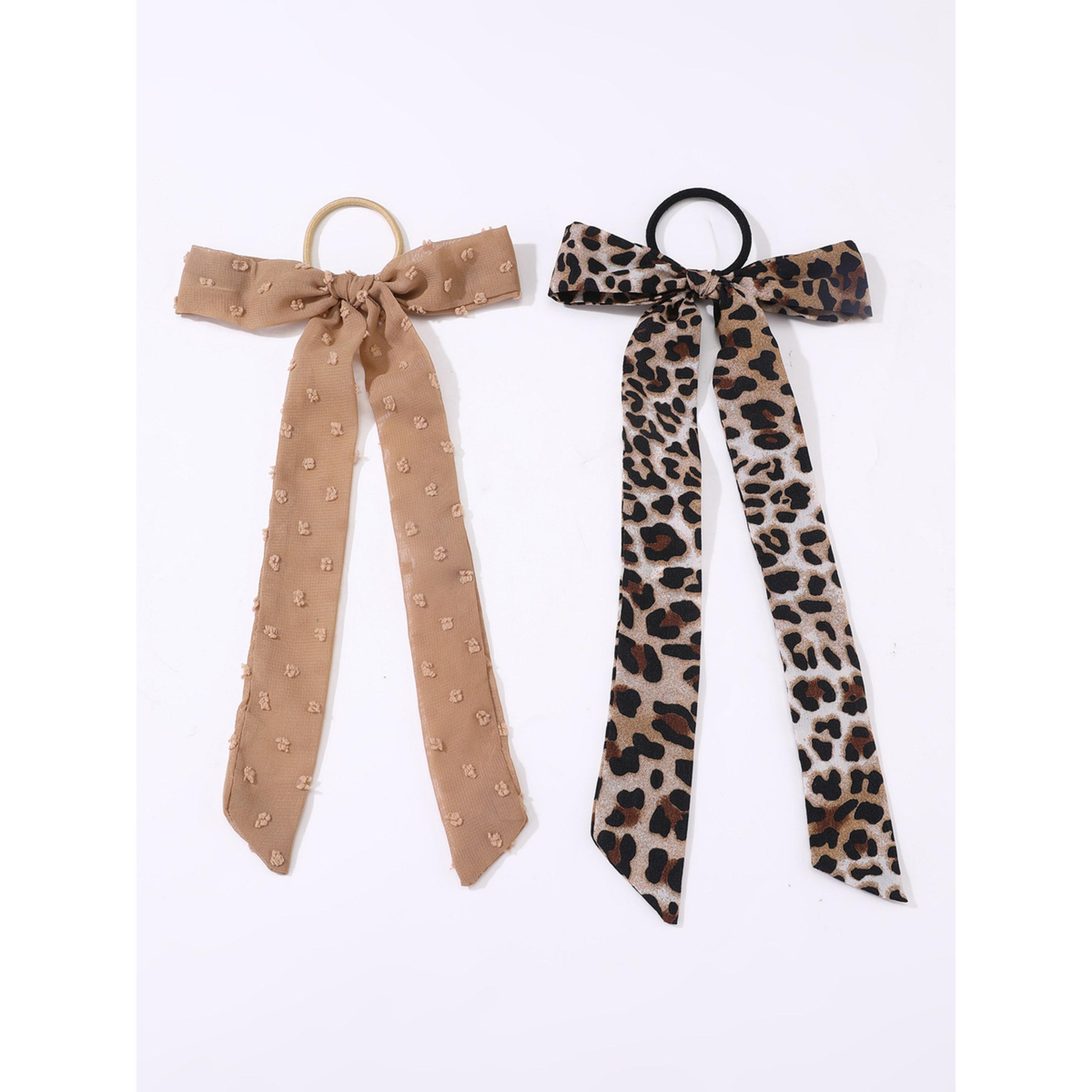 Take Two Pack of 2 - Leopard Print Hair Tie-women-hairaccessories-image-1
