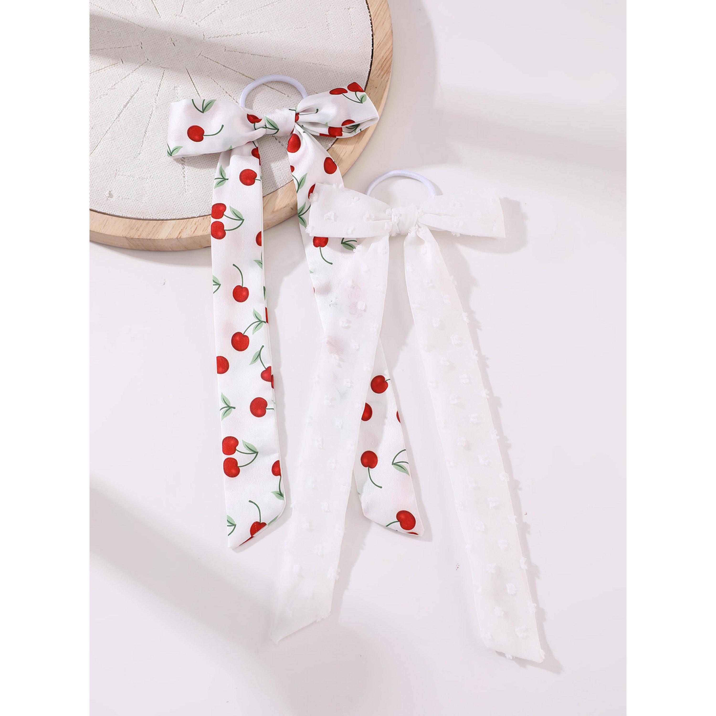 Take Two Pack of 2 - Cherry Print Hair Tie-women-hairaccessories-image-3