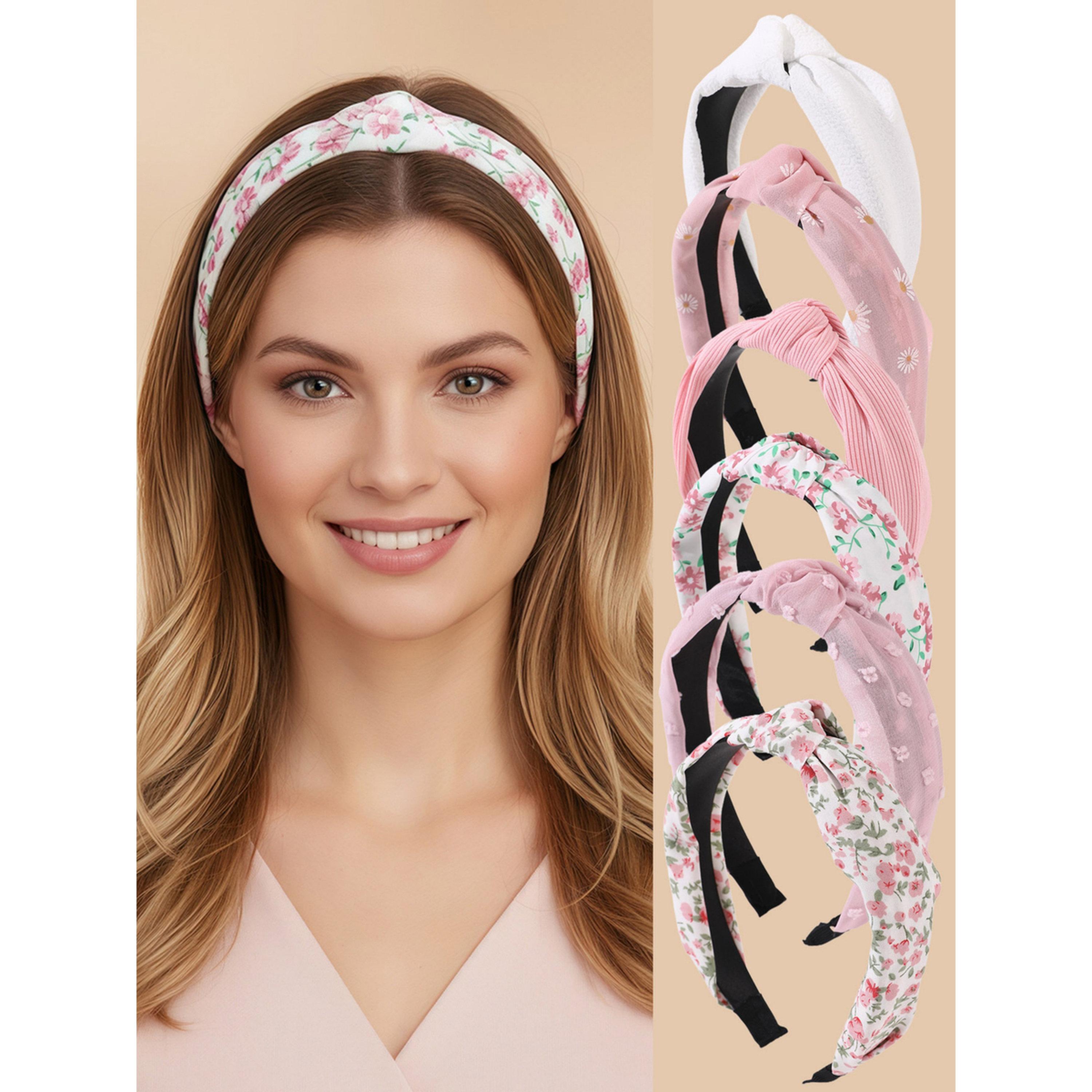 طقم ربطات رأس مطبوعة بالزهور - 6 قطع-women-hairaccessories-bands-image-5