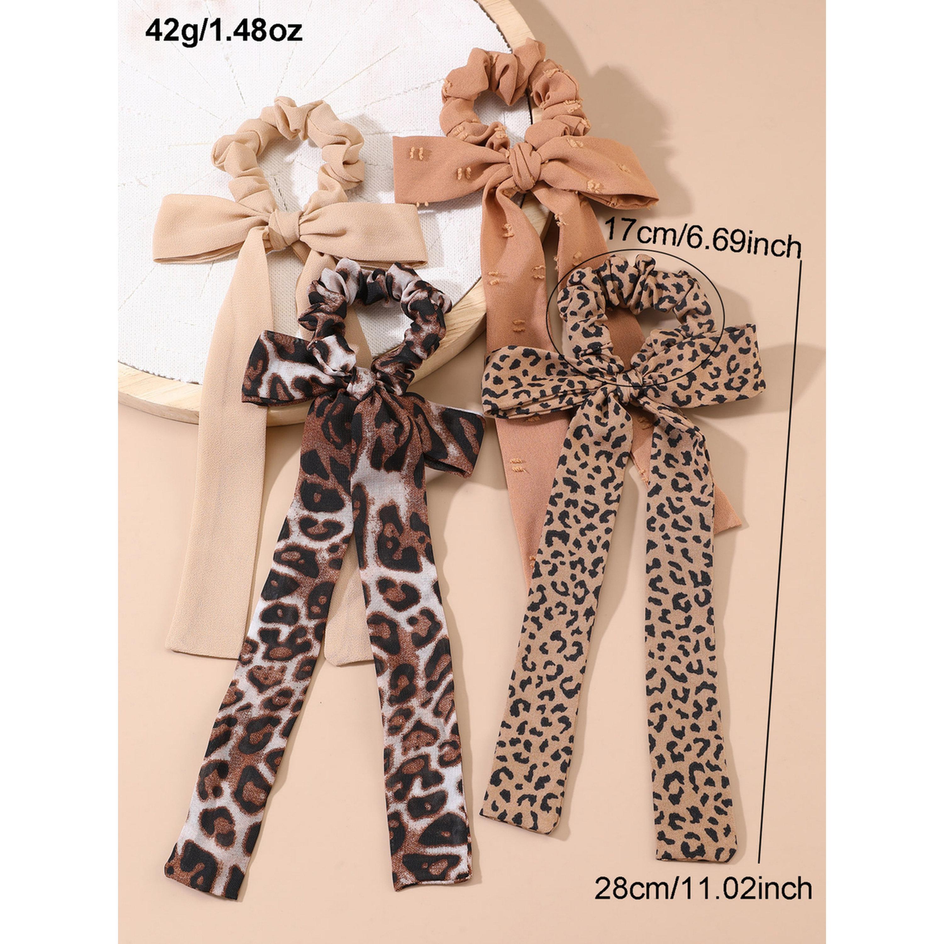 Take Two Pack of 4 - Leopard Print Bow Hair Tie-women-hairaccessories-image-4