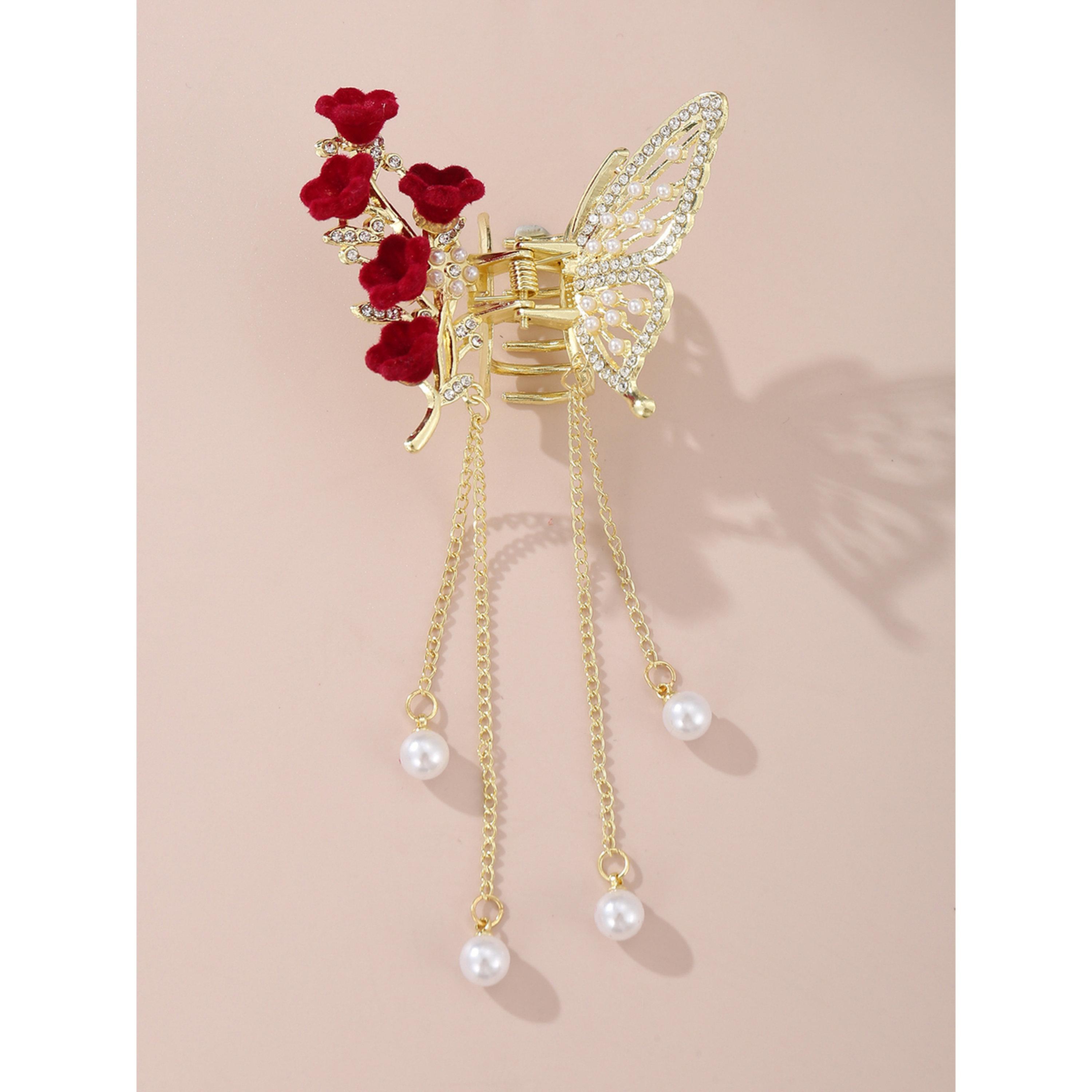 Take Two Pearl and Rhinestone Butterfly Hair Clip-women-hairaccessories-clips-image-1